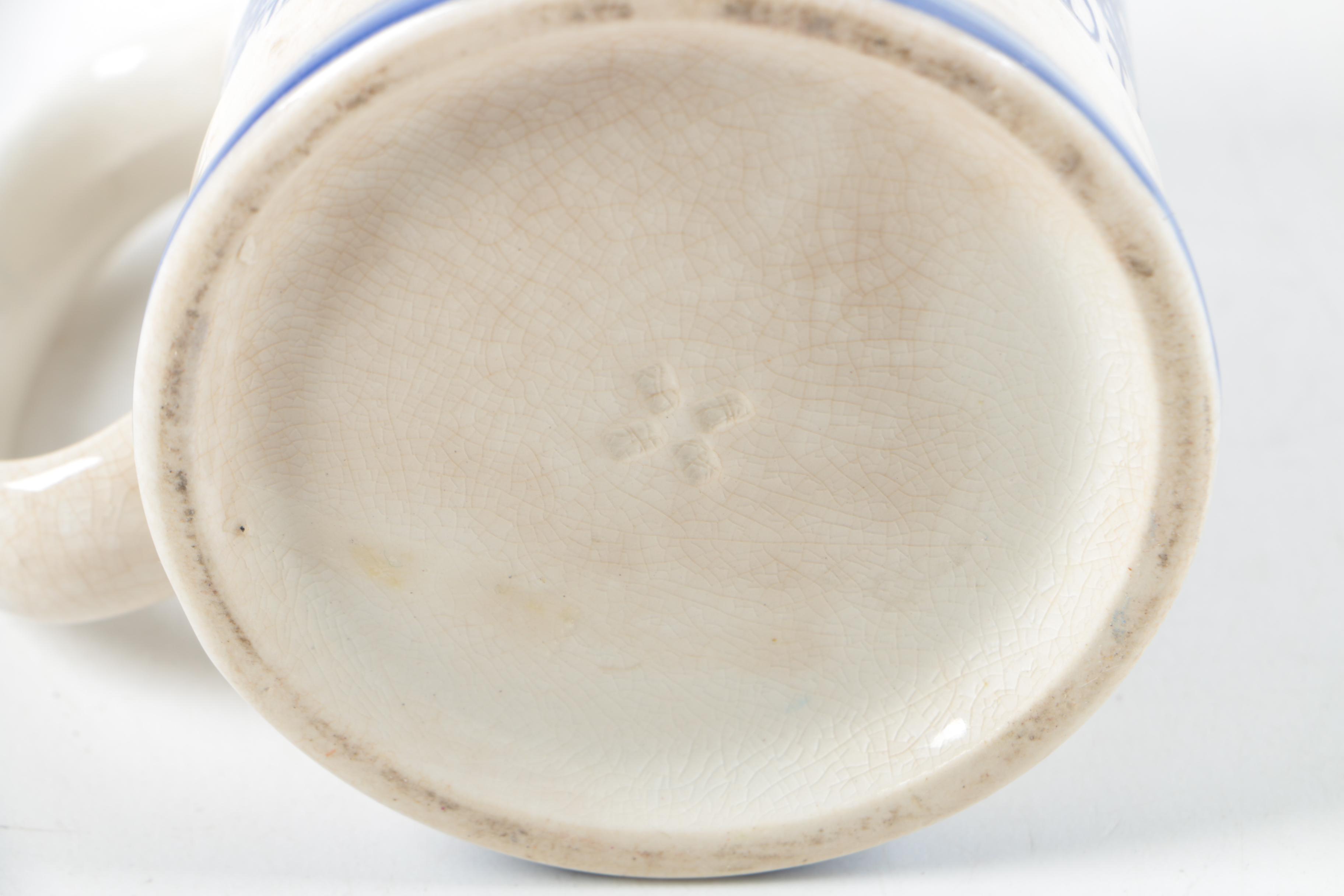 Ceramic Mugs Including Royal Doulton "Old Charley," with Metal Boat