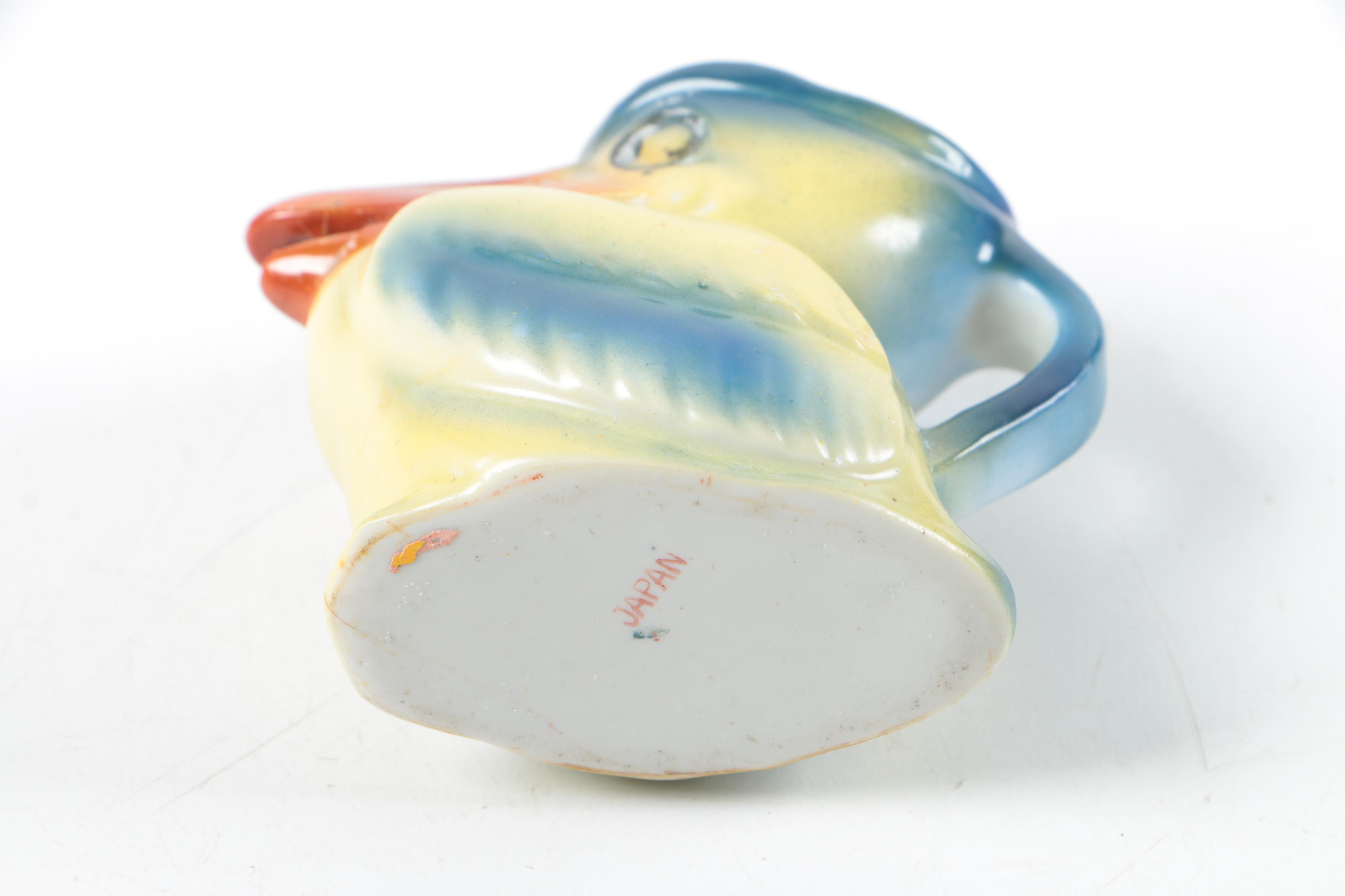 Ceramic Mugs Including Royal Doulton "Old Charley," with Metal Boat