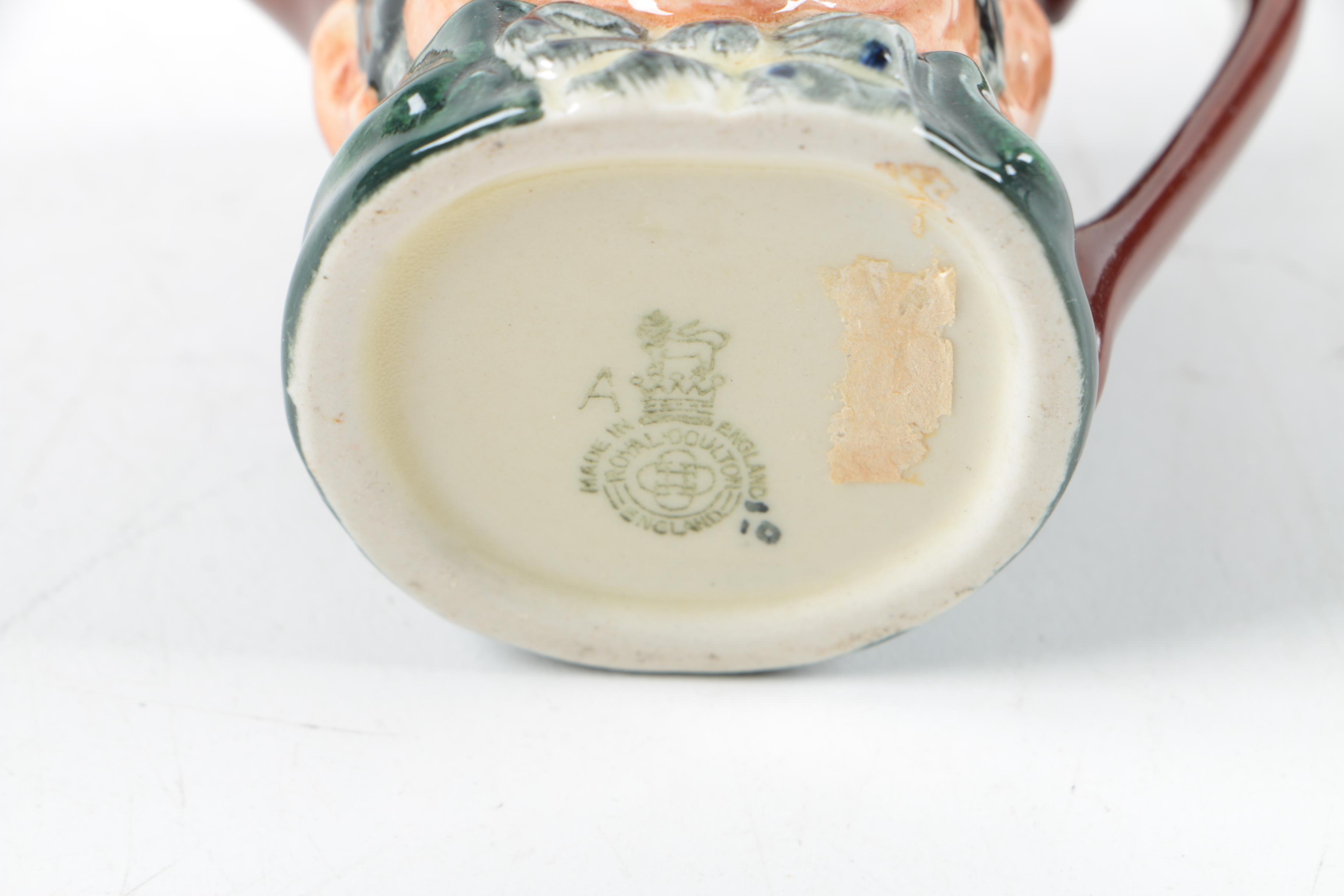 Ceramic Mugs Including Royal Doulton "Old Charley," with Metal Boat