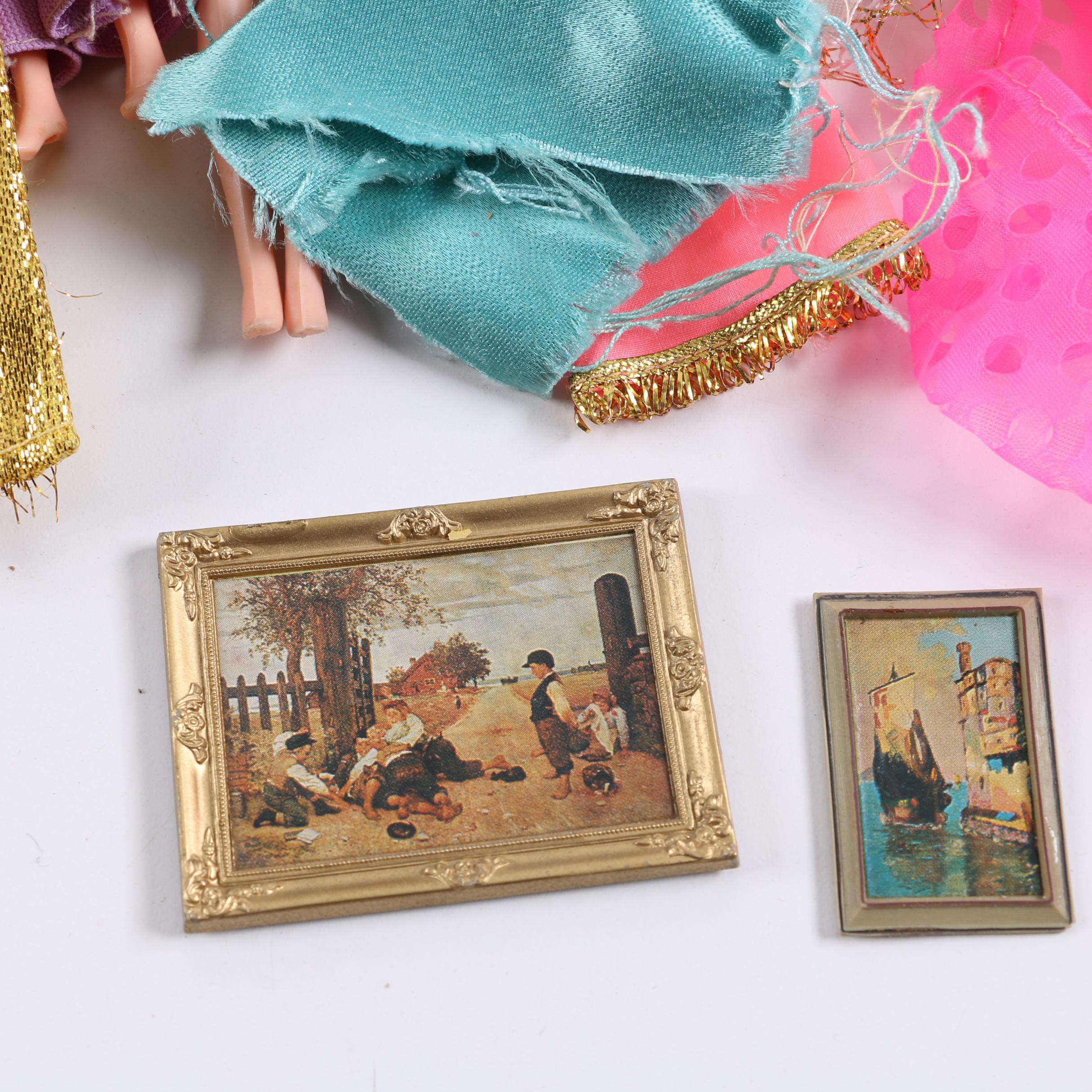 Vintage Dolls and Dollhouse Furniture with Disney "Snow White" Case