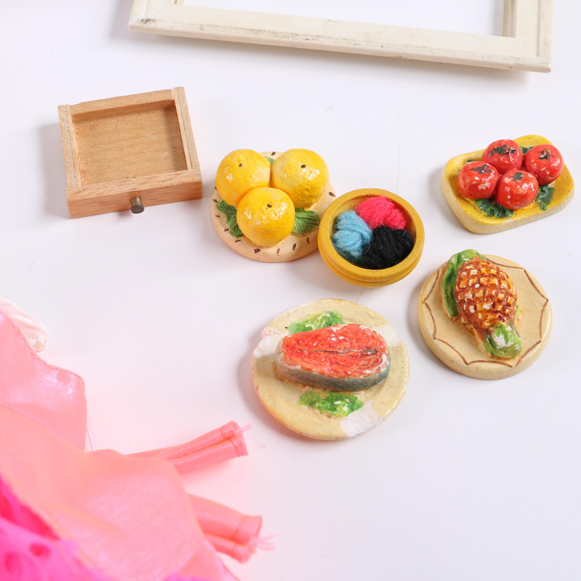 Vintage Dolls and Dollhouse Furniture with Disney "Snow White" Case