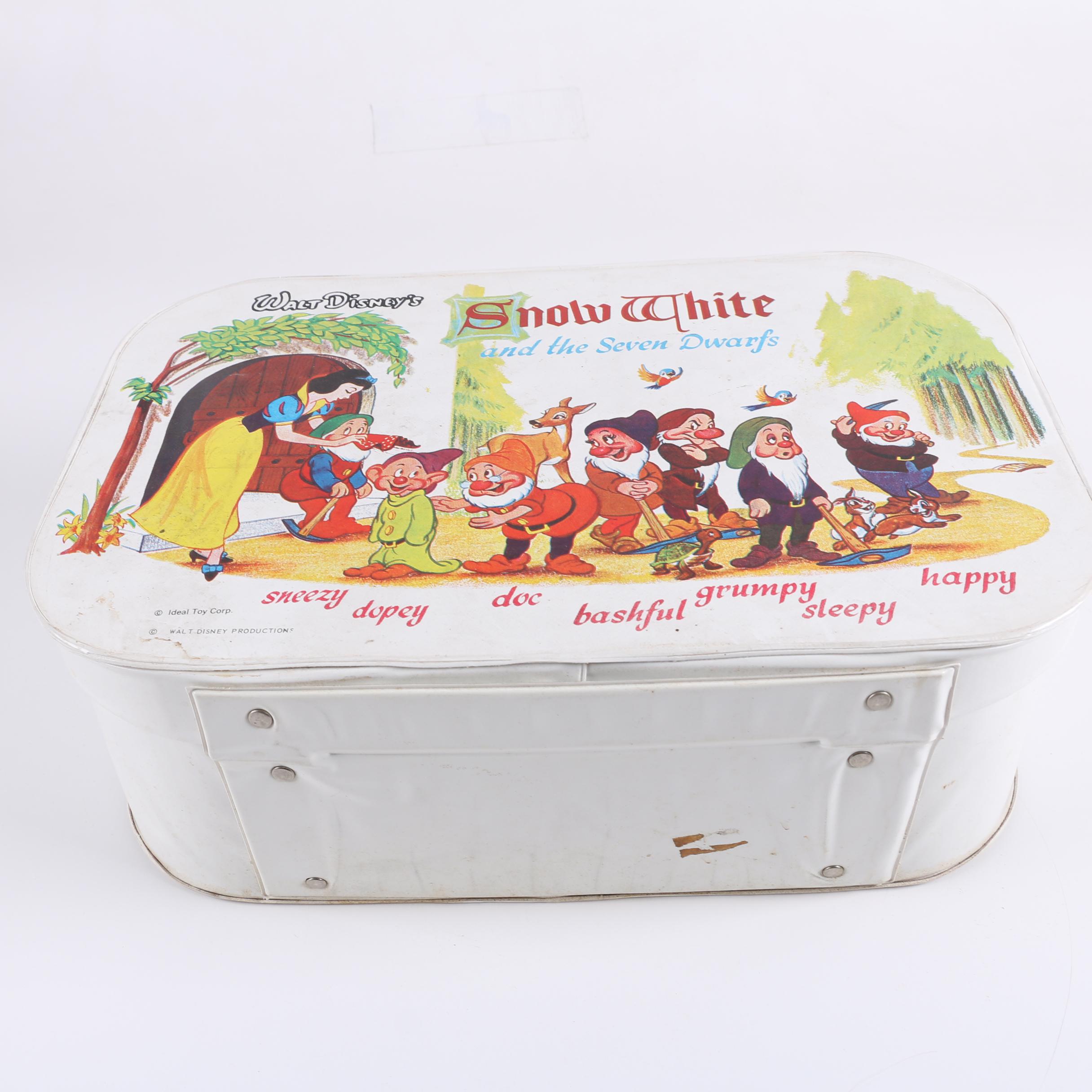 Vintage Dolls and Dollhouse Furniture with Disney "Snow White" Case