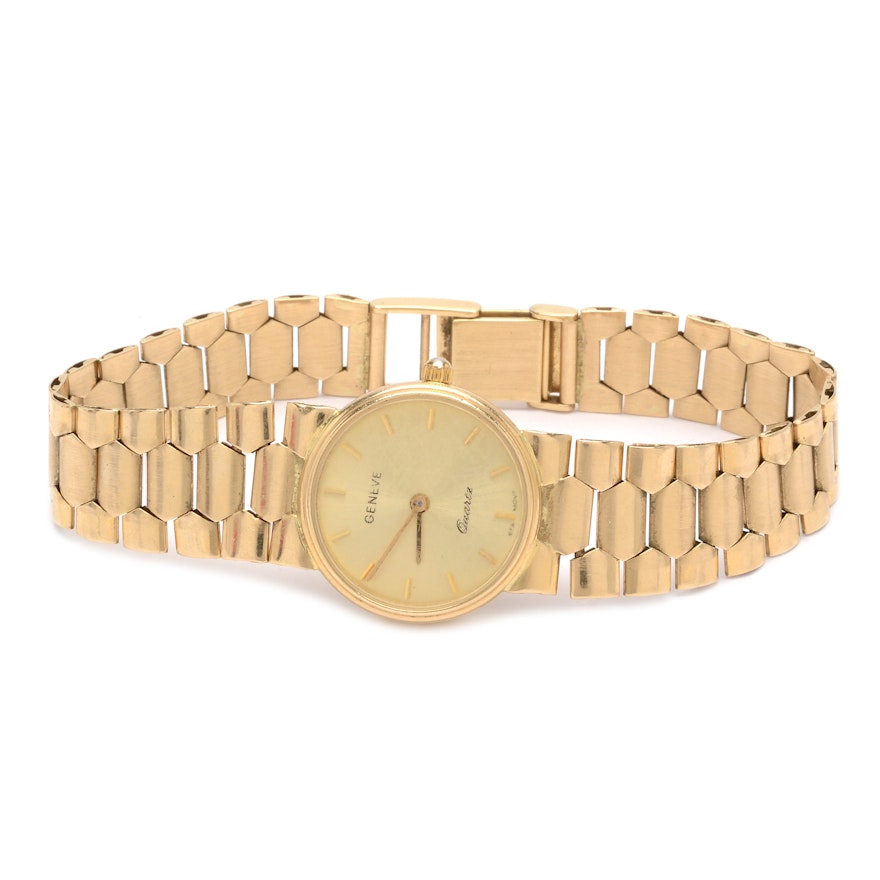 14K Yellow Gold Geneve Quartz Wristwatch