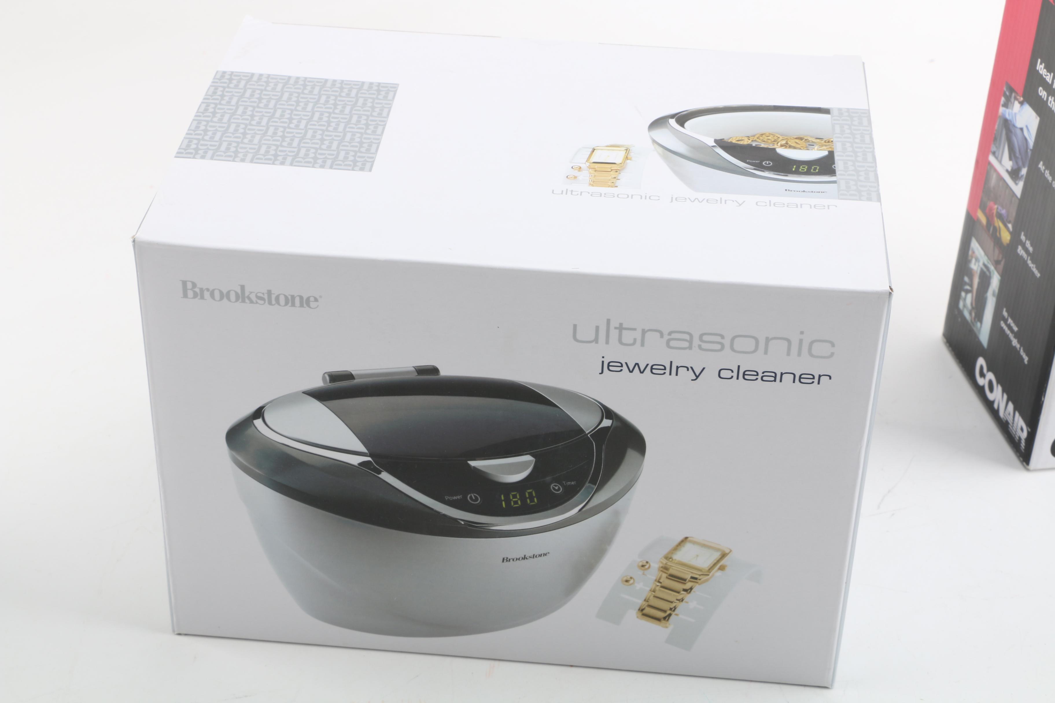 Vanity Appliances Including Brookstone Jewelry Cleaner