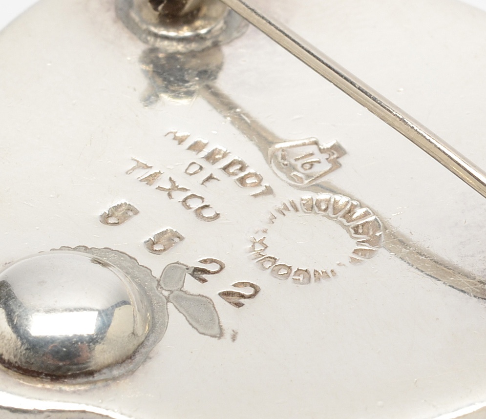 Margot de Taxco Sterling Silver Enamel Cat Brooch