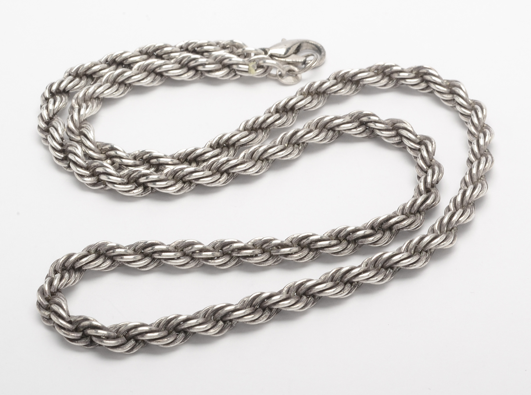 Sterling Silver Bangle Bracelets and Rope Chain Necklace