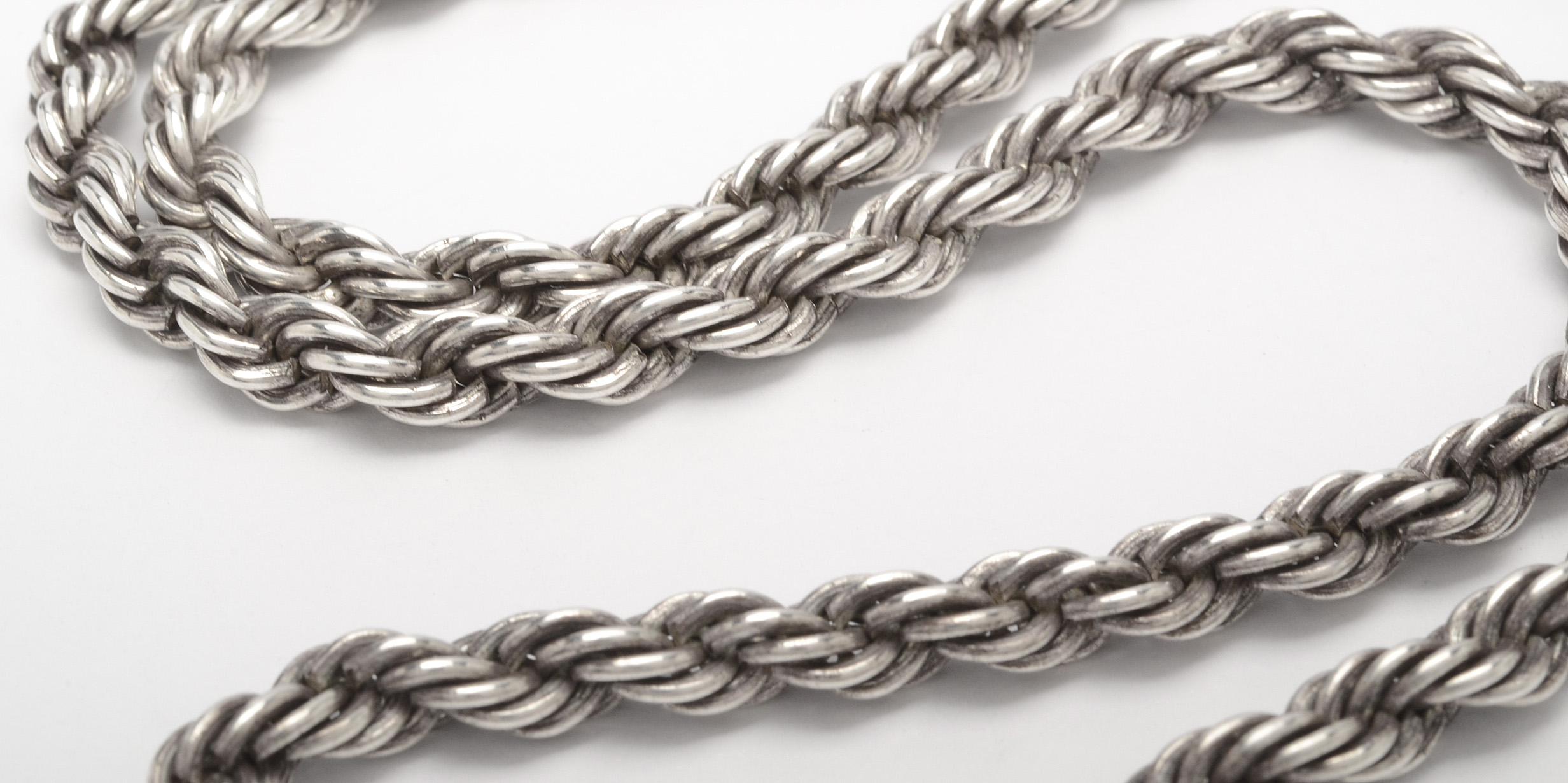 Sterling Silver Bangle Bracelets and Rope Chain Necklace