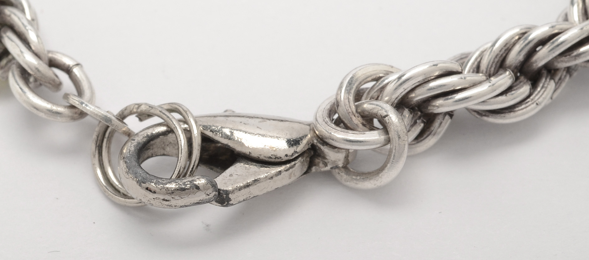 Sterling Silver Bangle Bracelets and Rope Chain Necklace