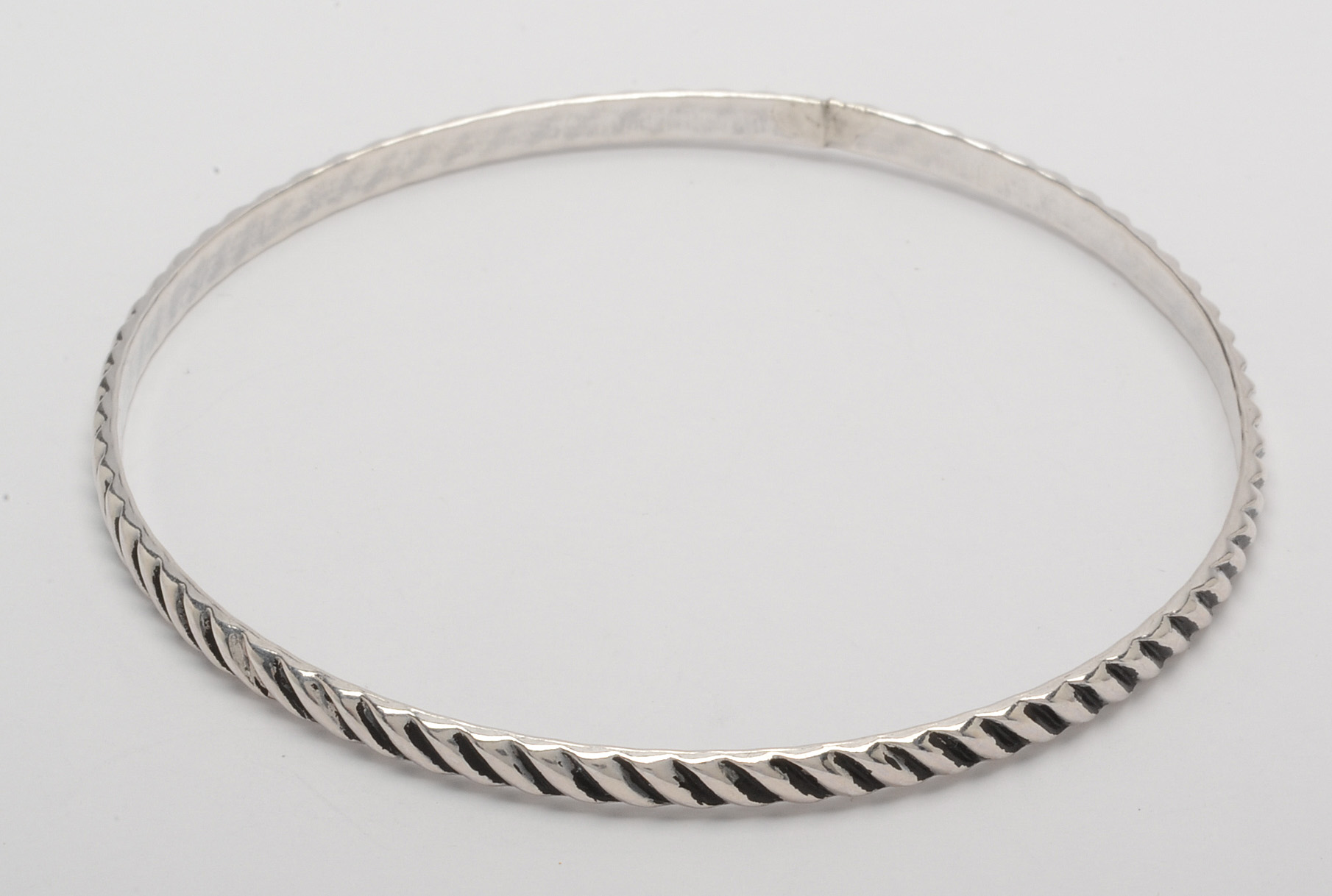Sterling Silver Bangle Bracelets and Rope Chain Necklace