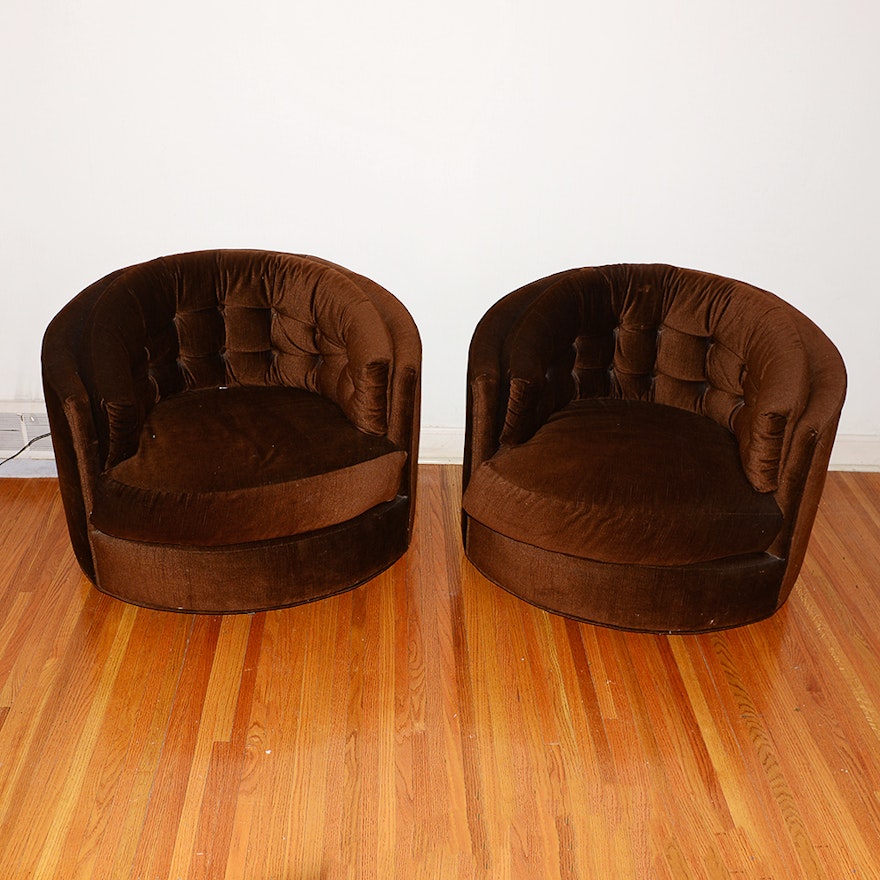 Mid-Century Upholstered Swivel Armchairs by Marflex