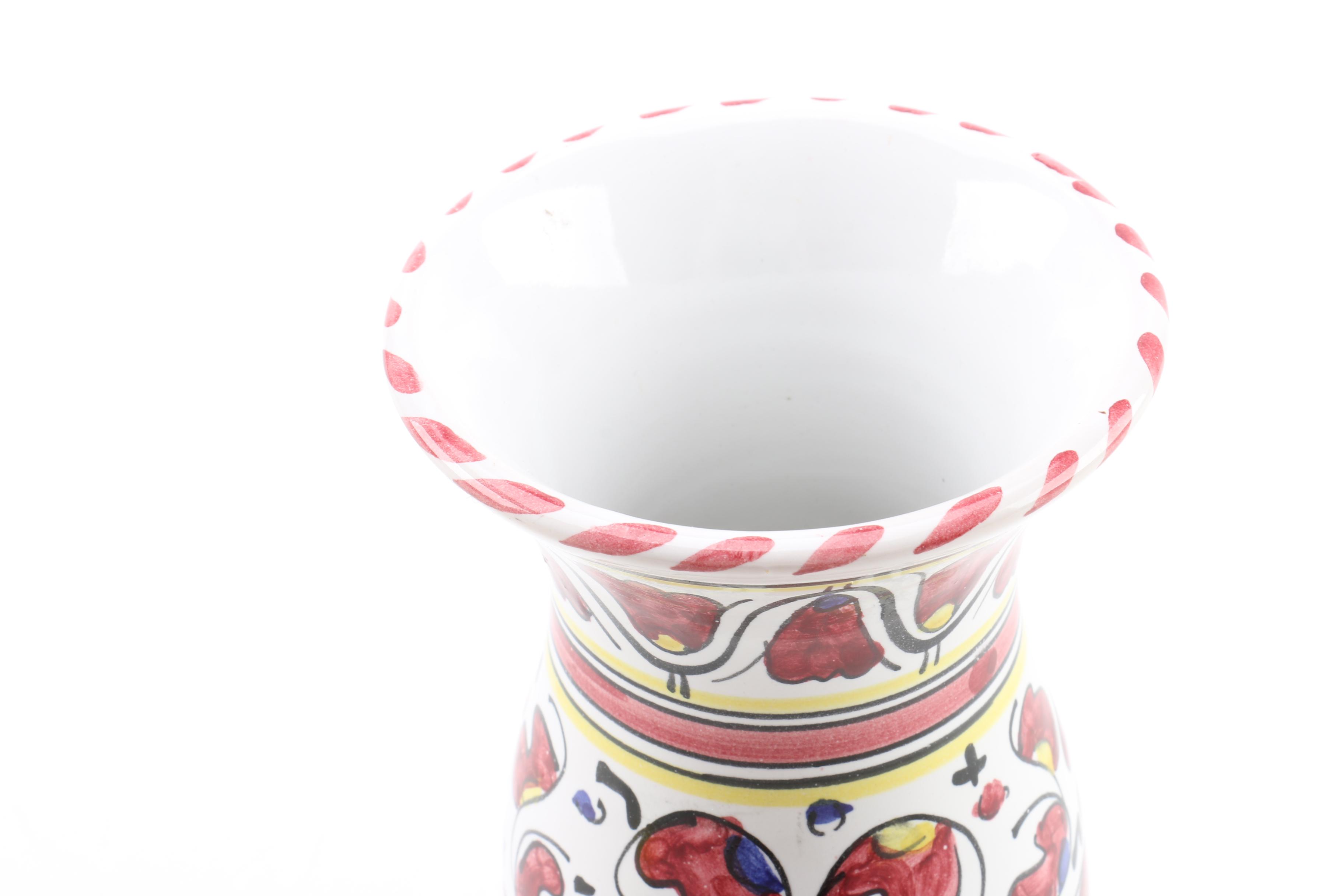 Italian Cama Deruta "Red Rooster" Pottery Carafe