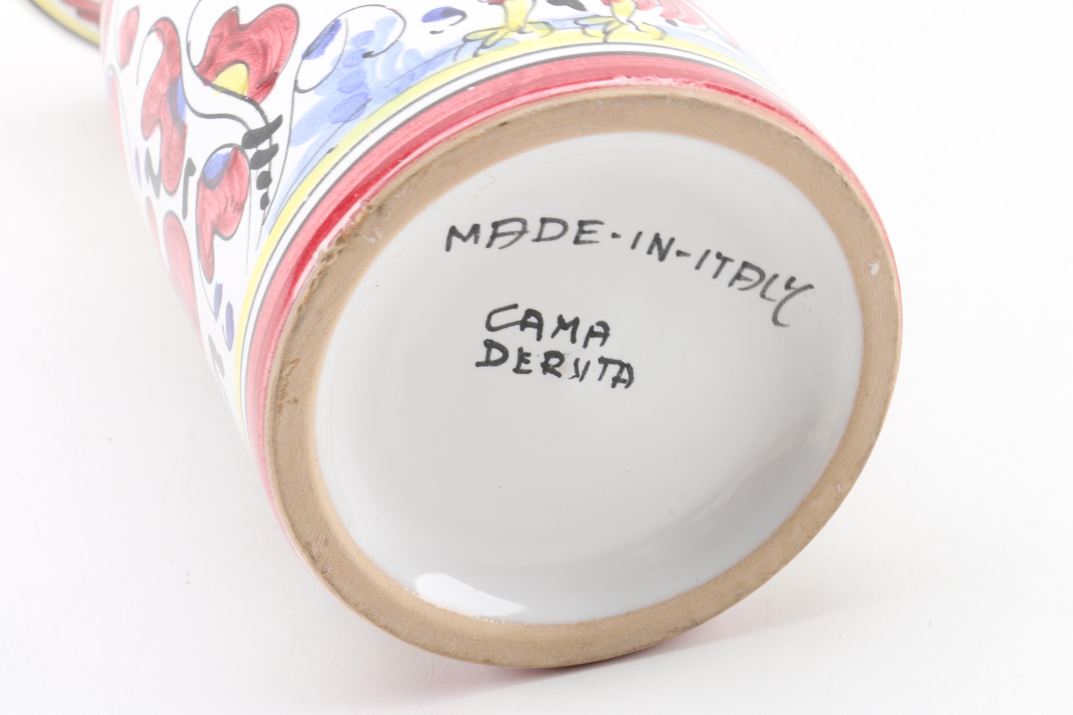 Italian Cama Deruta "Red Rooster" Pottery Carafe