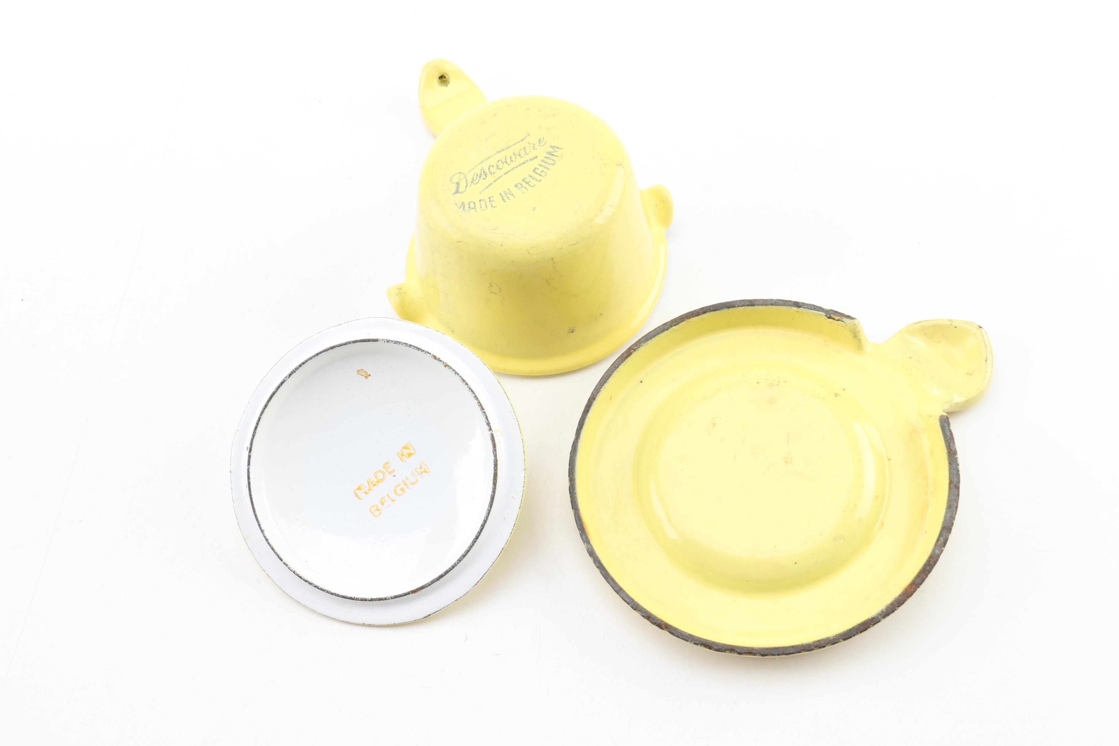 Vintage Descoware Enameled Cast Iron Sauce Pot