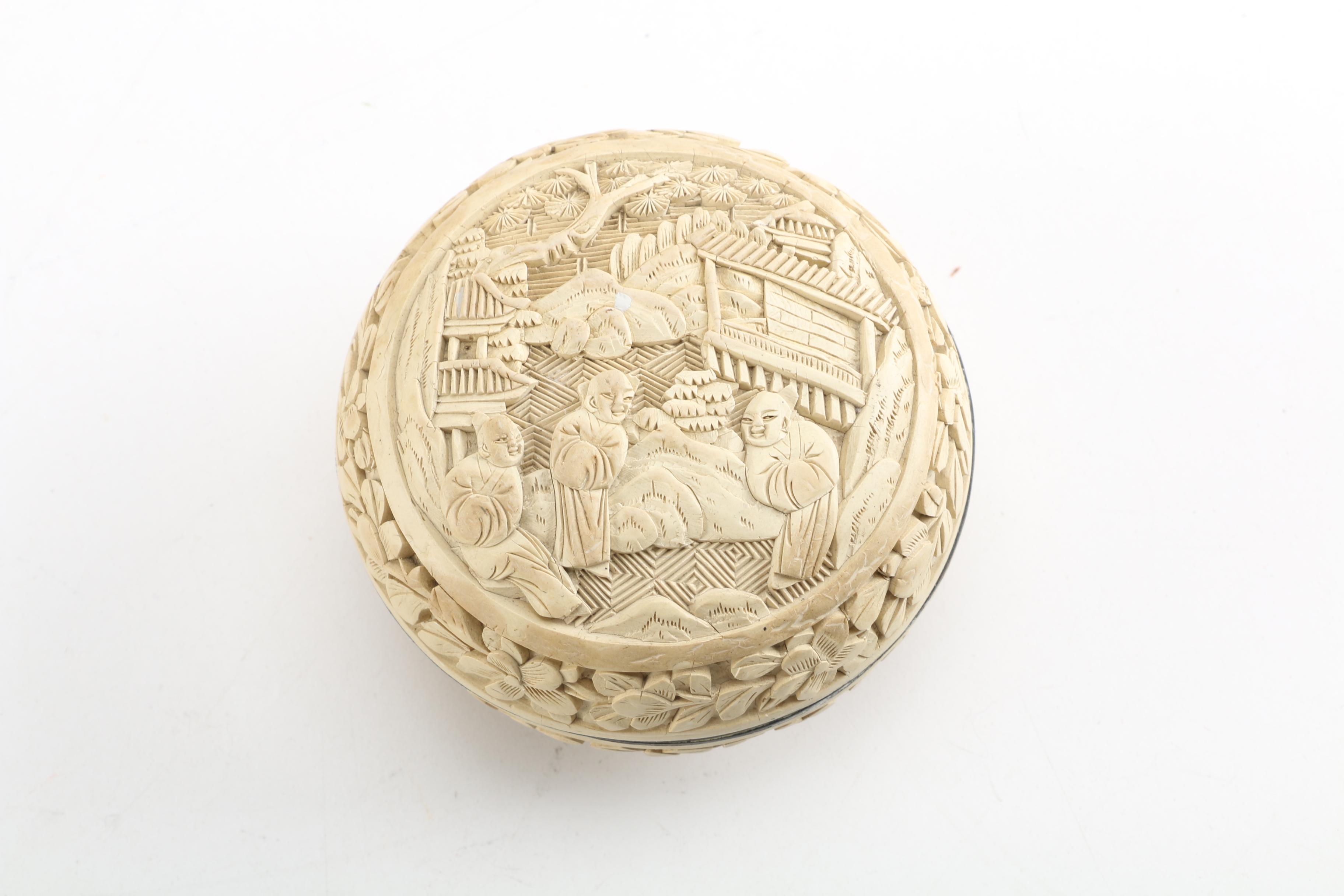 Chinese Carved Resin Trinket Box