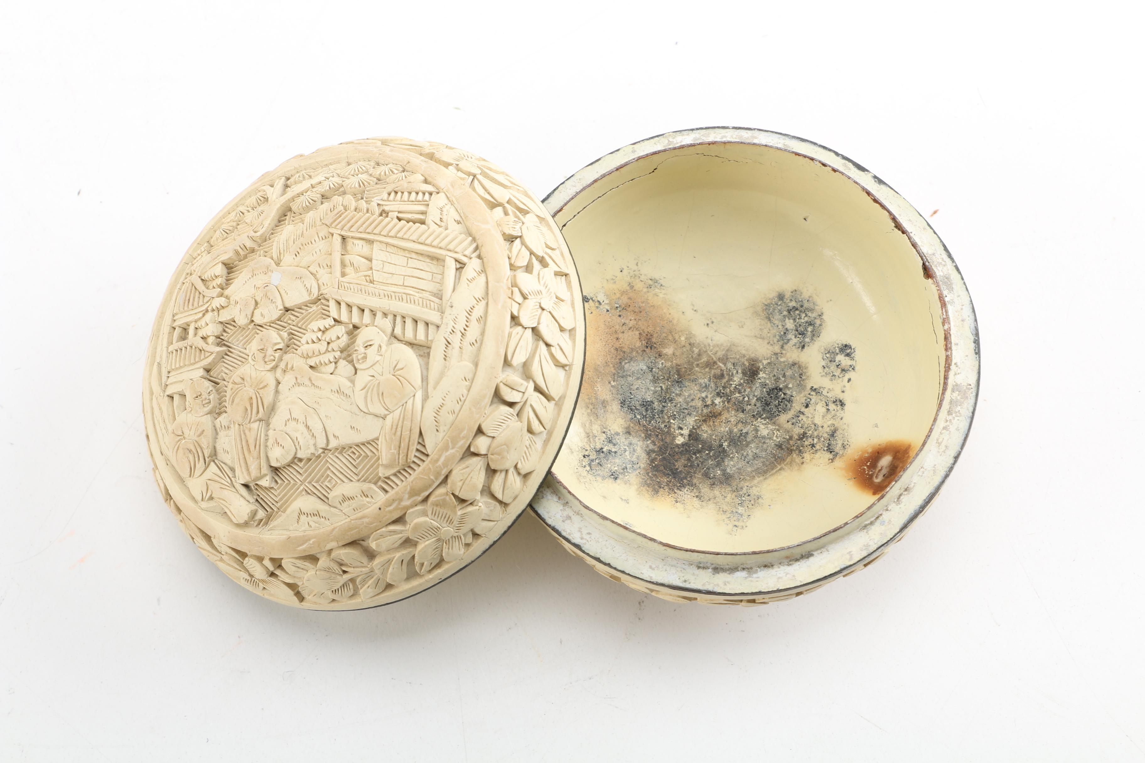 Chinese Carved Resin Trinket Box