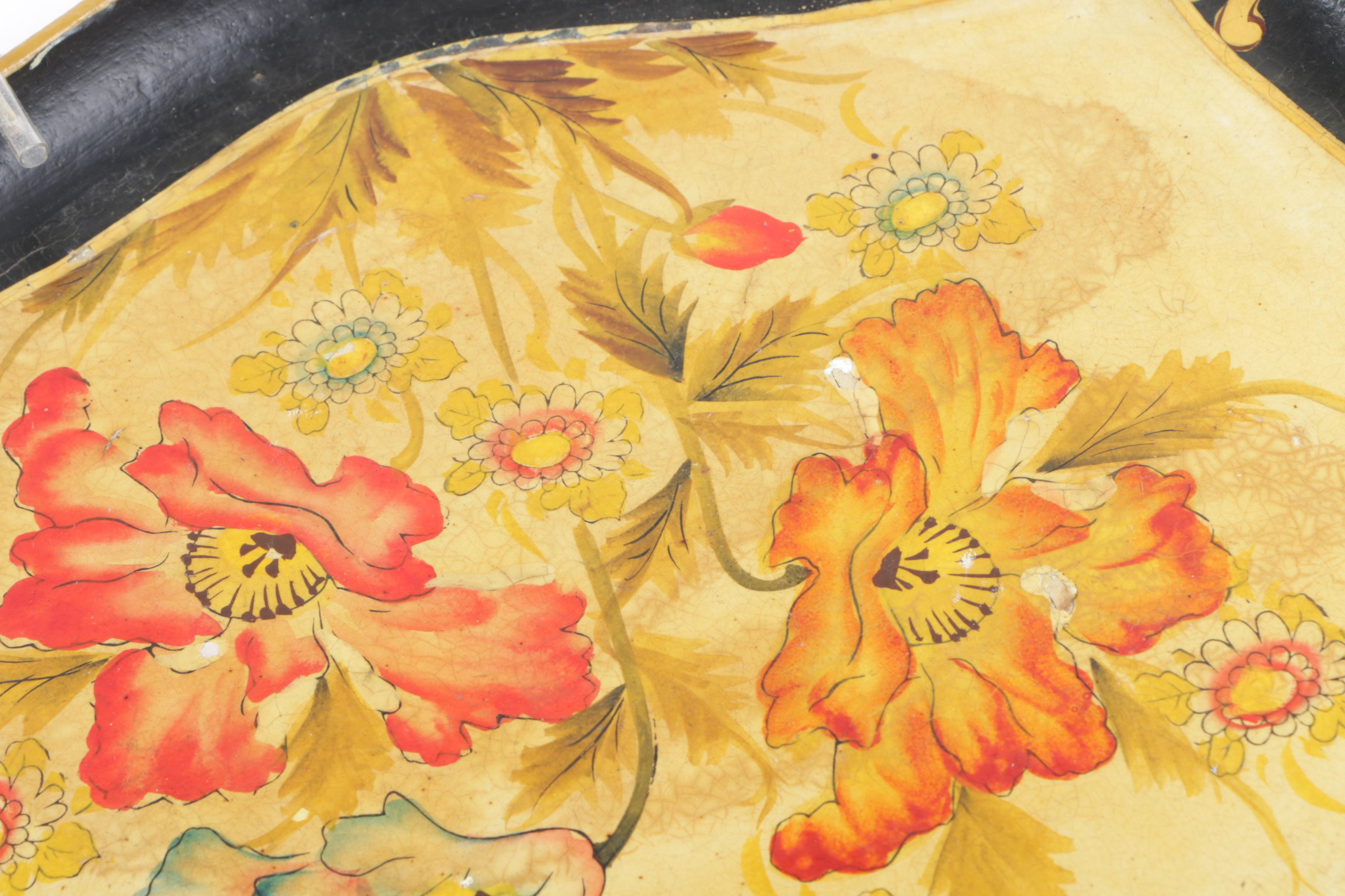 Hand-Painted Wooden Trays with Hanging Hardware