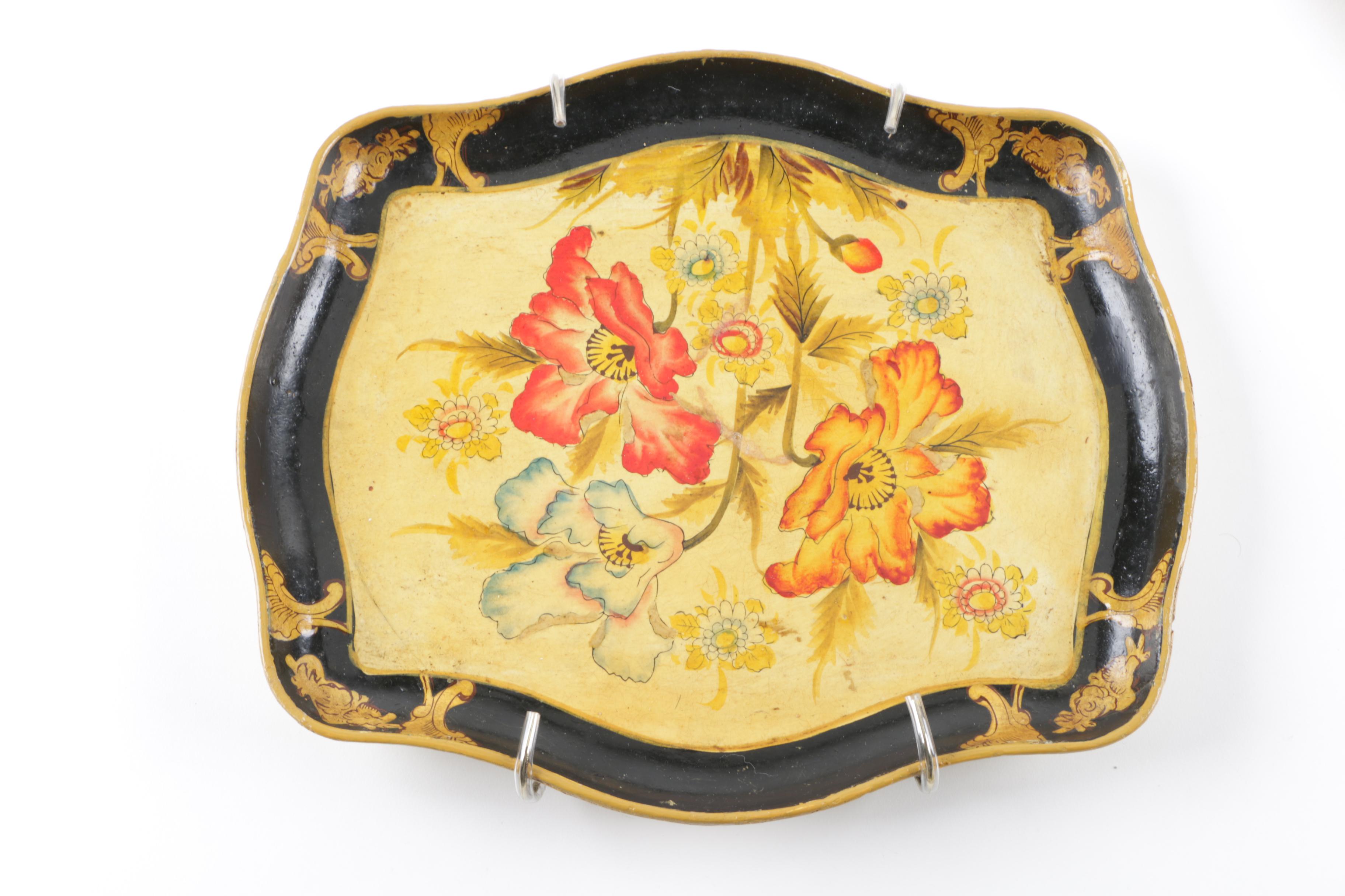 Hand-Painted Wooden Trays with Hanging Hardware