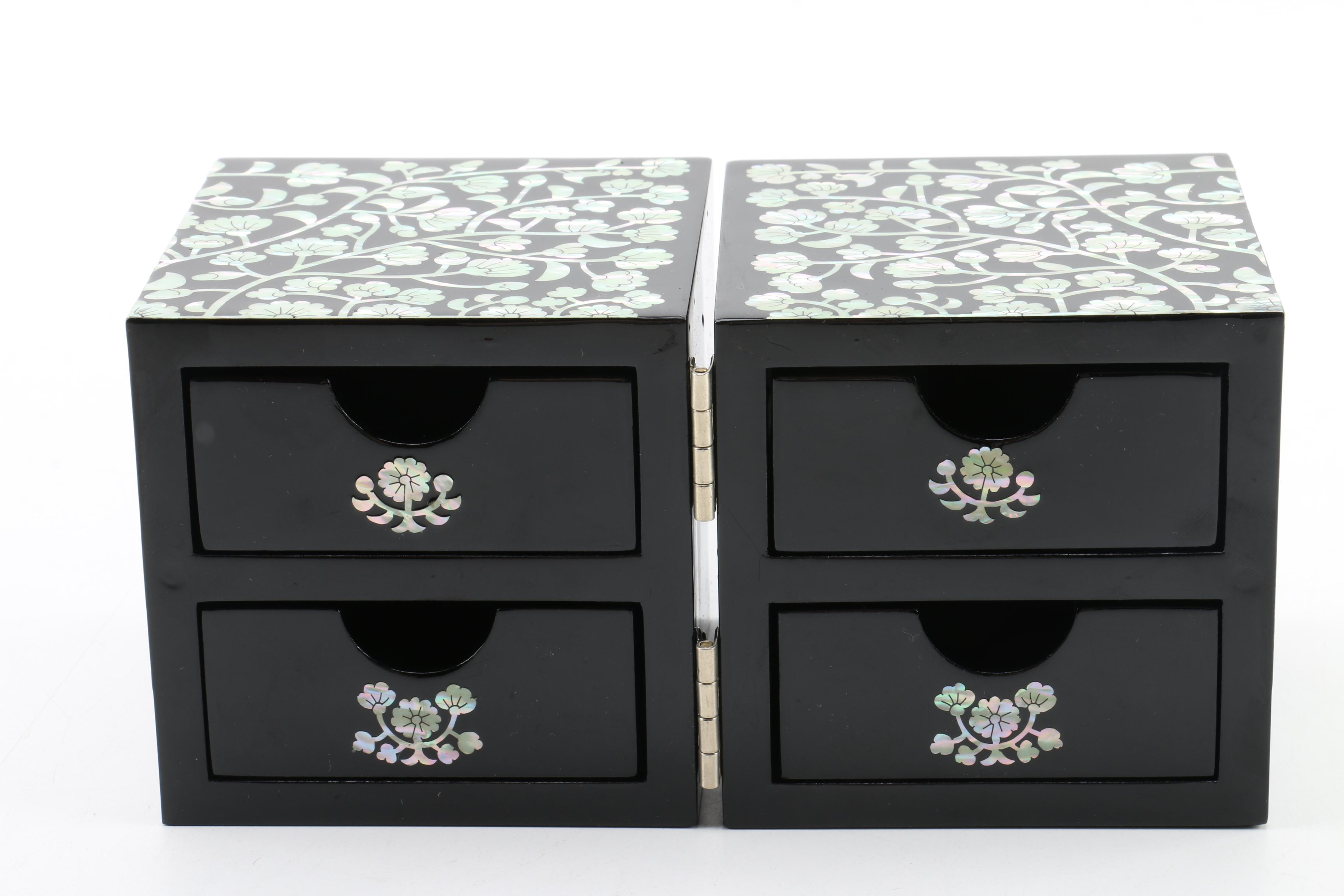 Lacquered Jewelry Box With Abalone Inlay