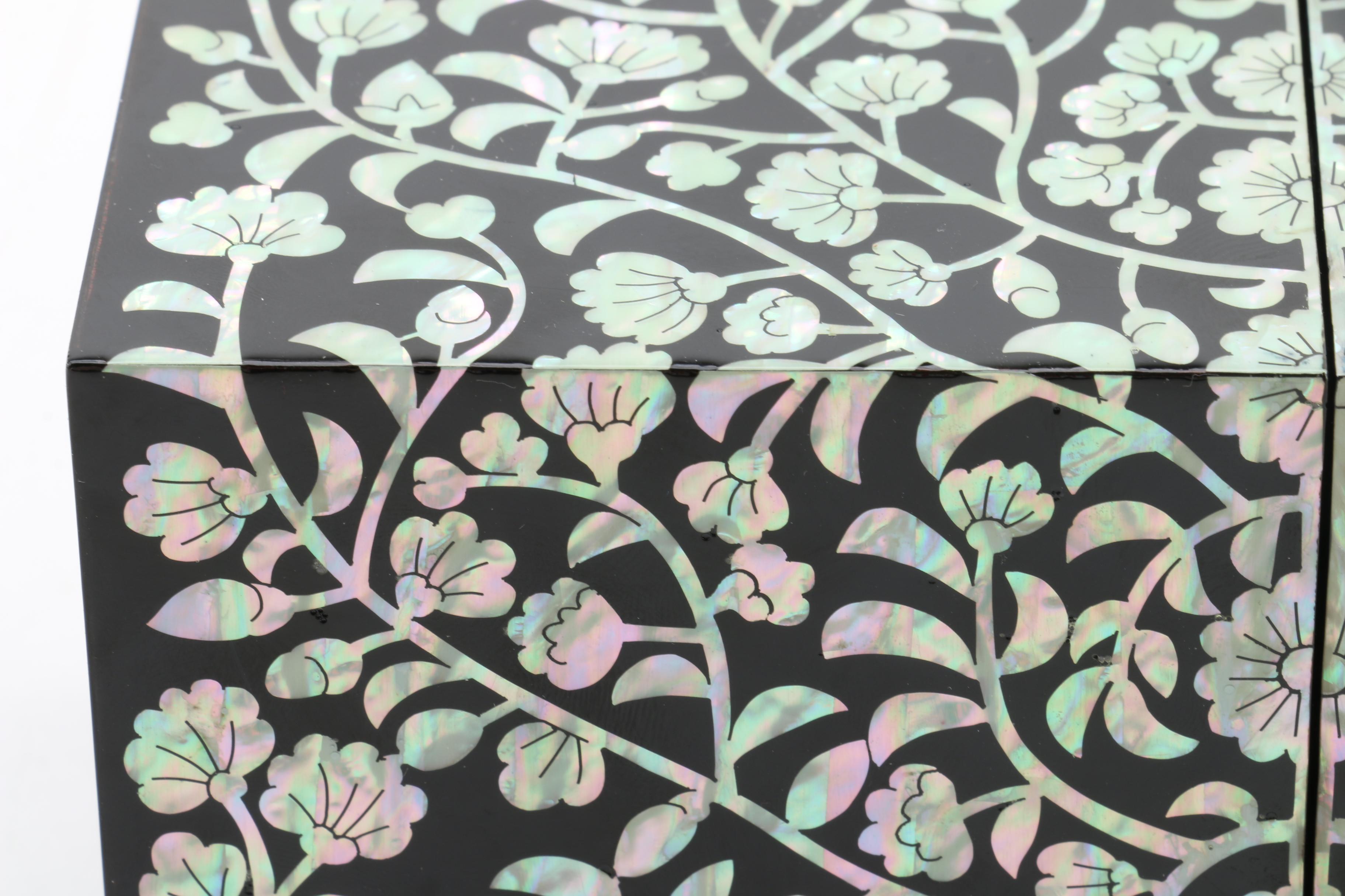 Lacquered Jewelry Box With Abalone Inlay