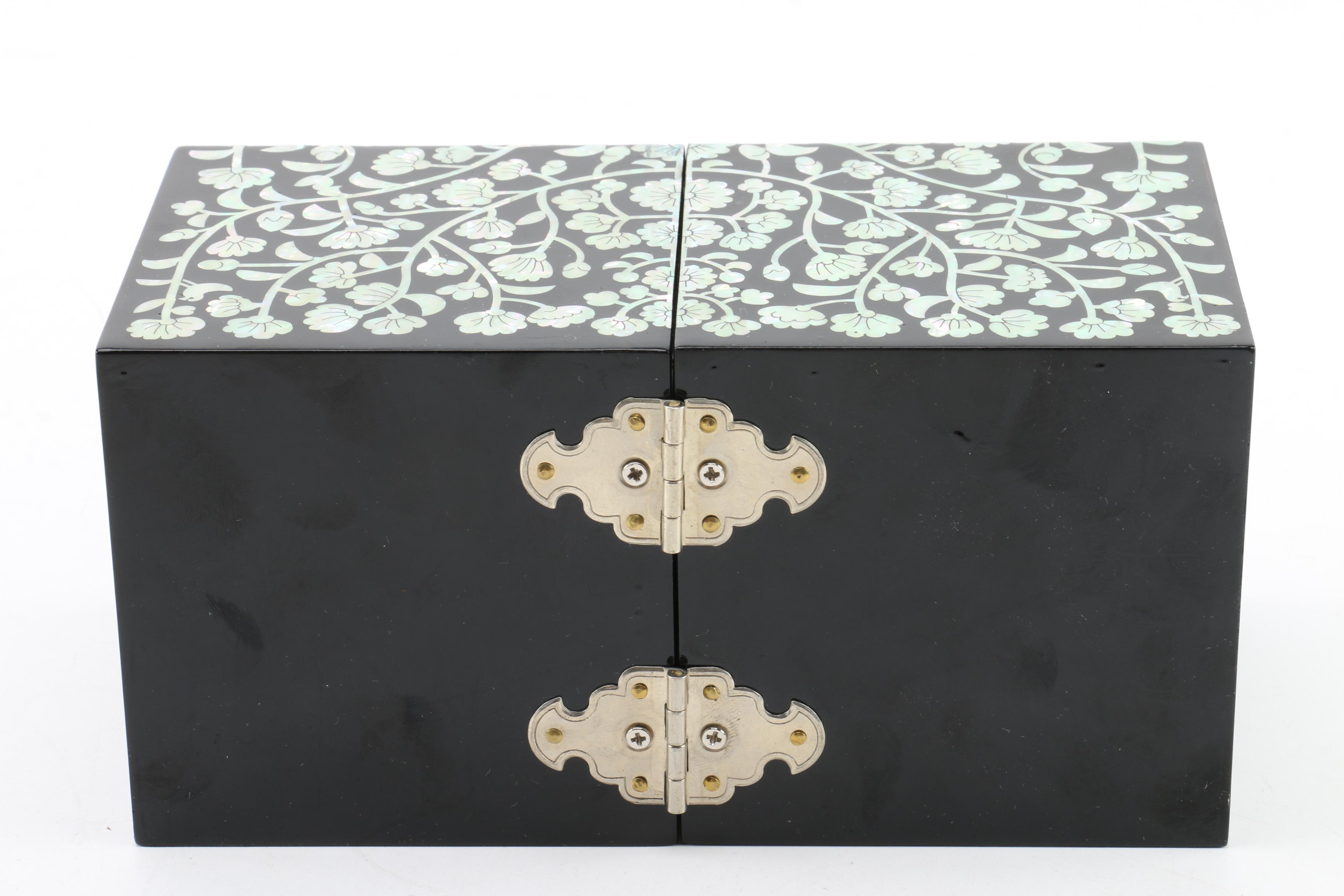 Lacquered Jewelry Box With Abalone Inlay