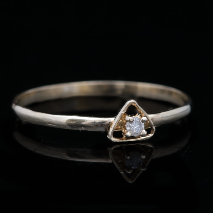 14K Yellow Gold and Diamond Solitaire Ring