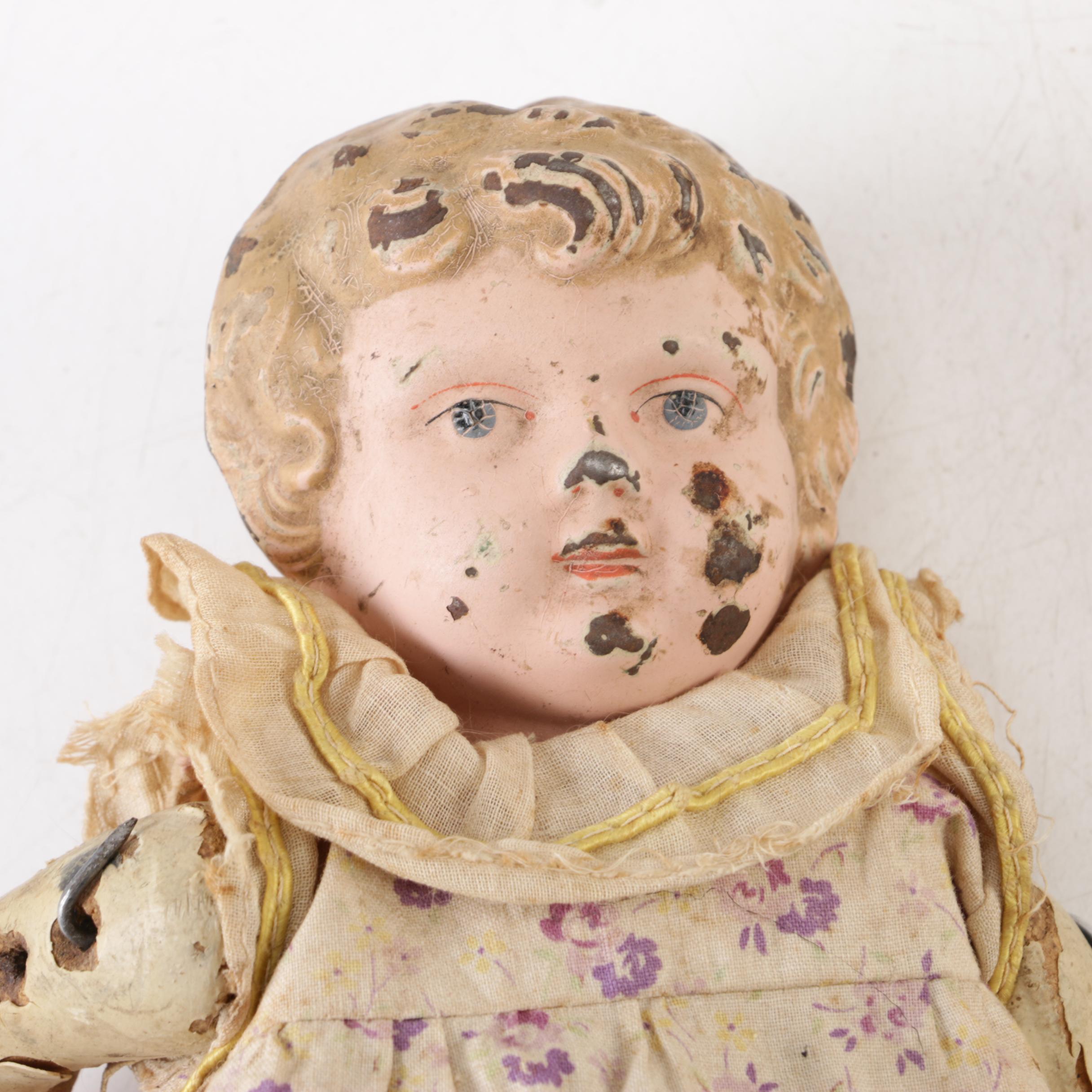 Circa 1890s Minerva Head Doll with Composition and Cloth Body