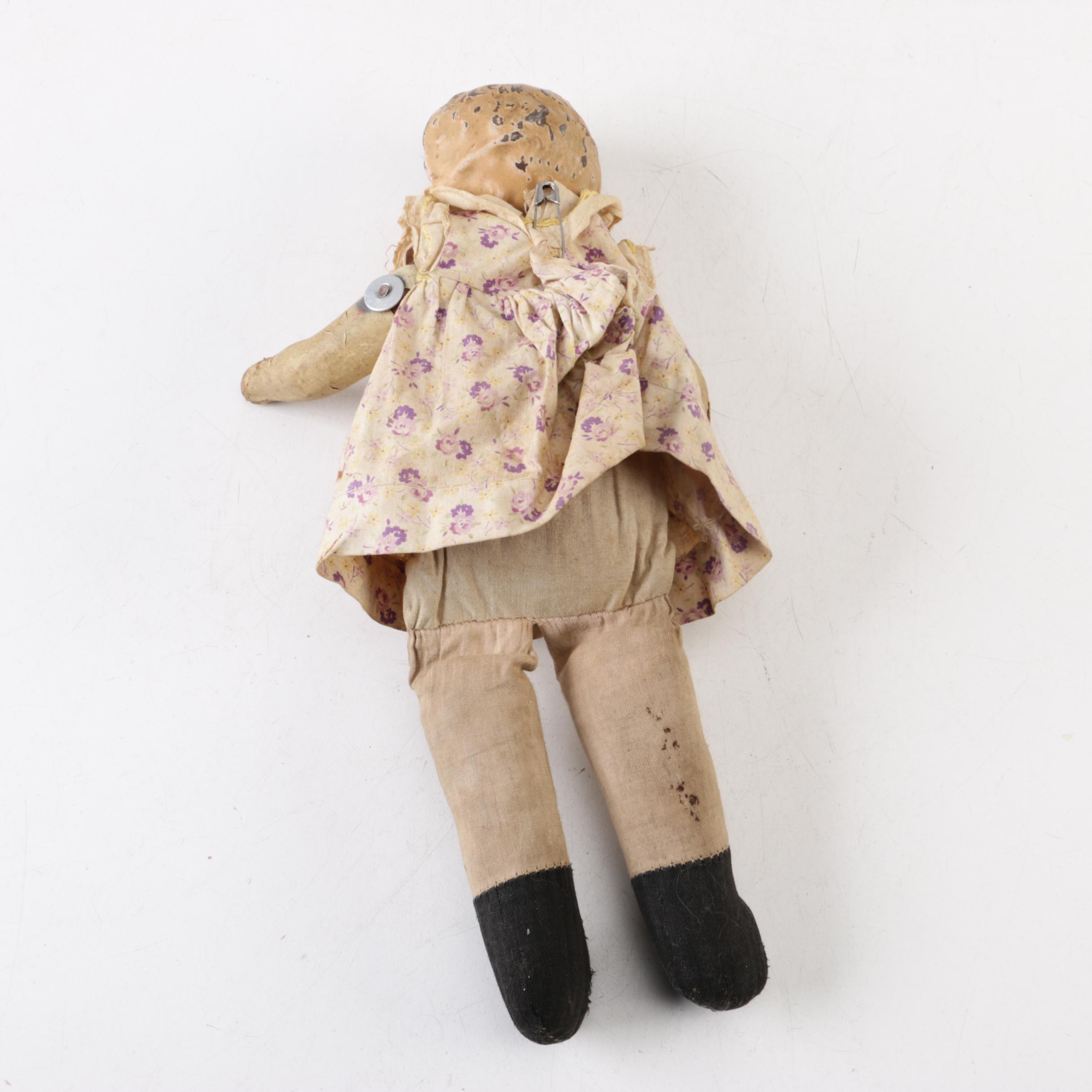 Circa 1890s Minerva Head Doll with Composition and Cloth Body