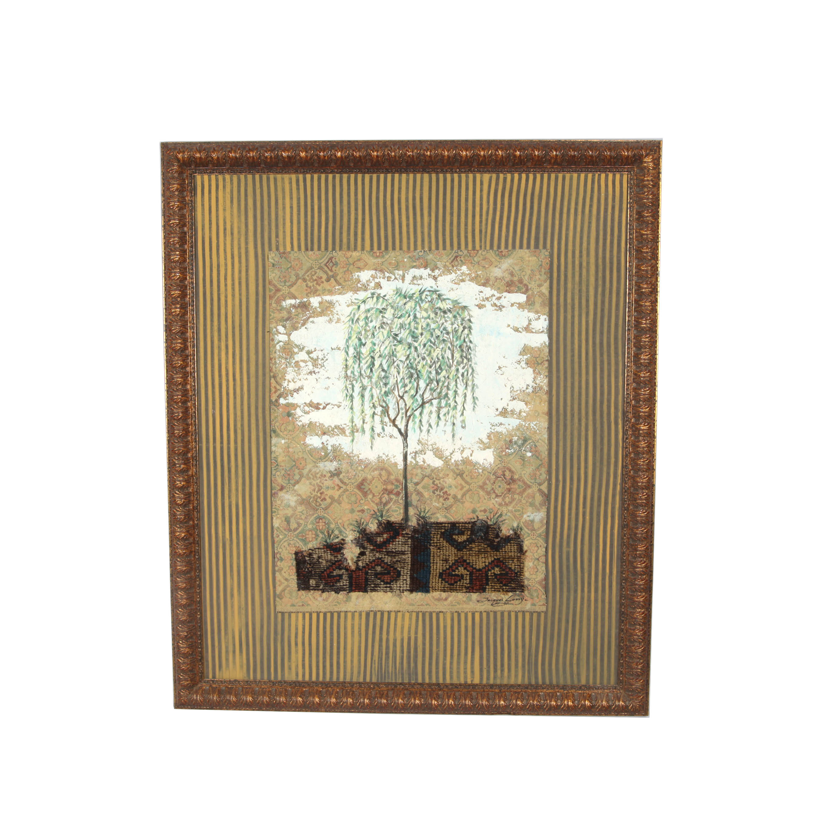 Jacques Lamy Contemporary Mixed Media Painting of Weeping Willow