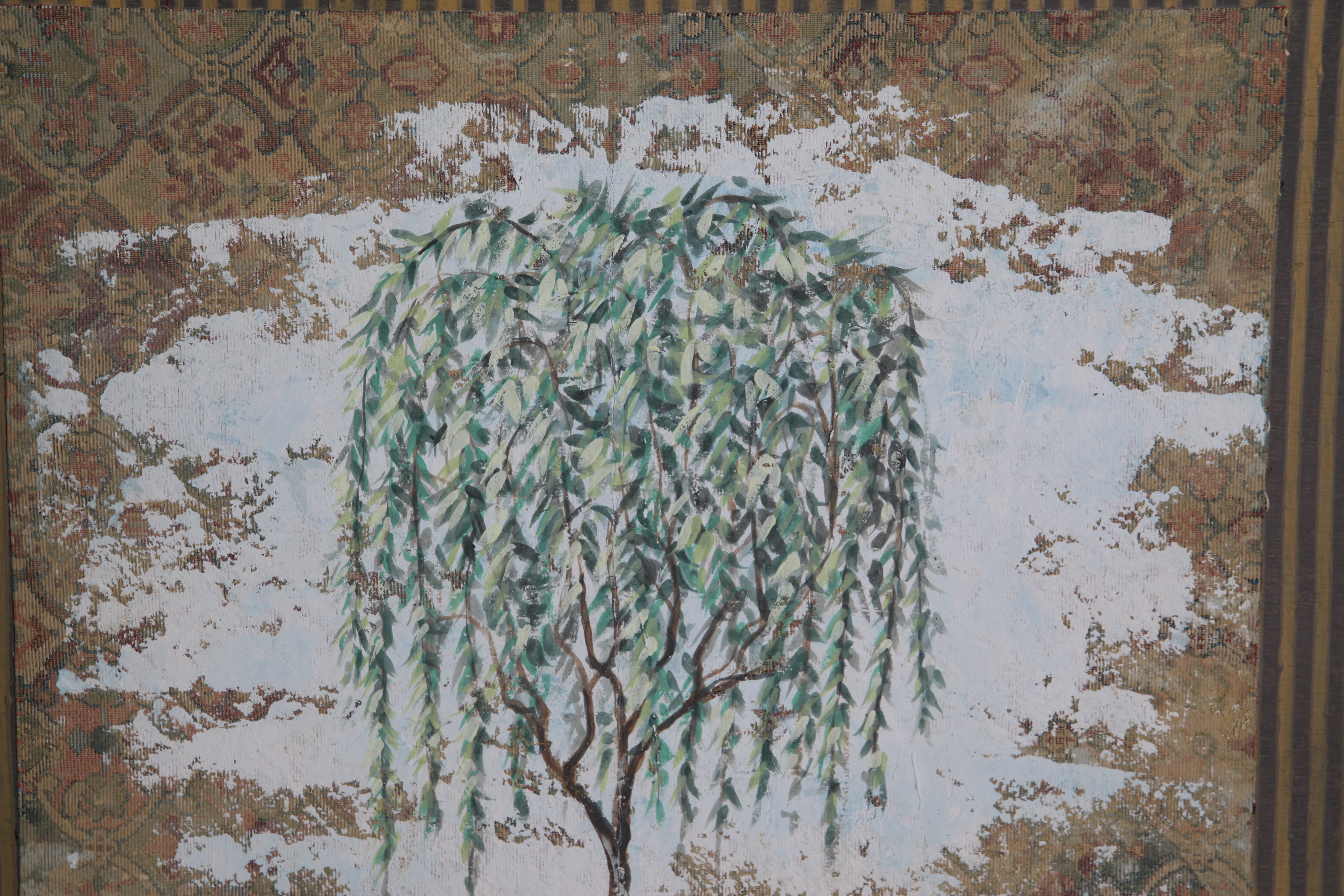 Jacques Lamy Contemporary Mixed Media Painting of Weeping Willow