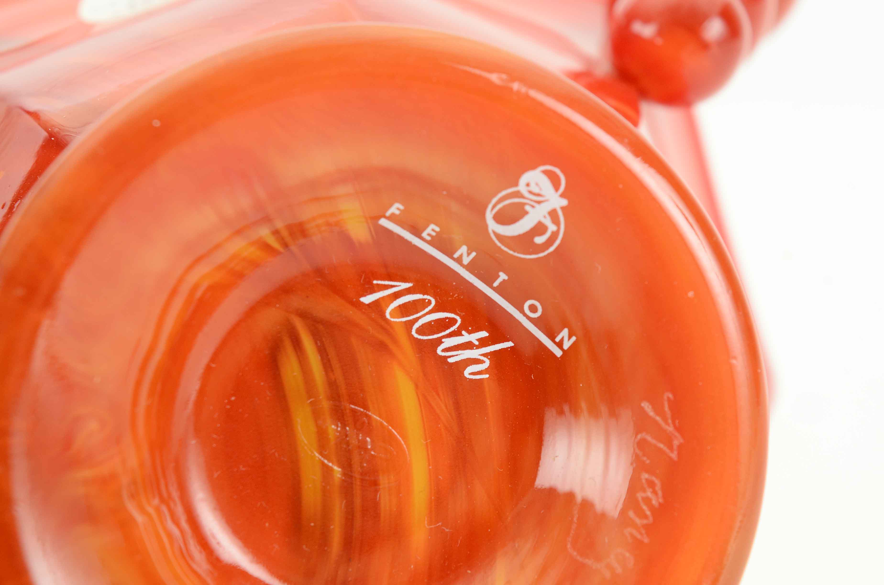 Signed Fenton 100th Anniversary Red Glass Bowl