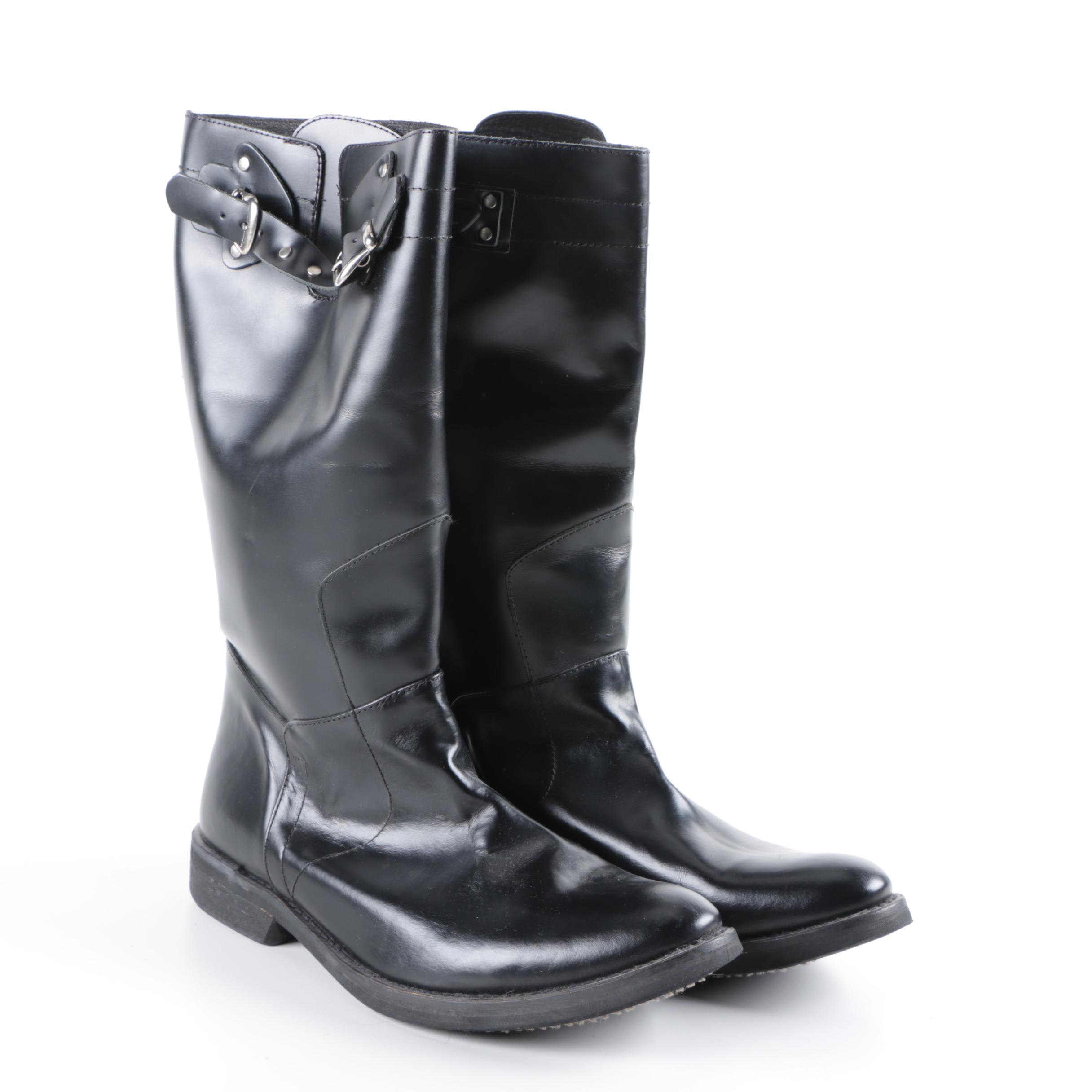 Men's Diesel Black Leather Engineer Boots