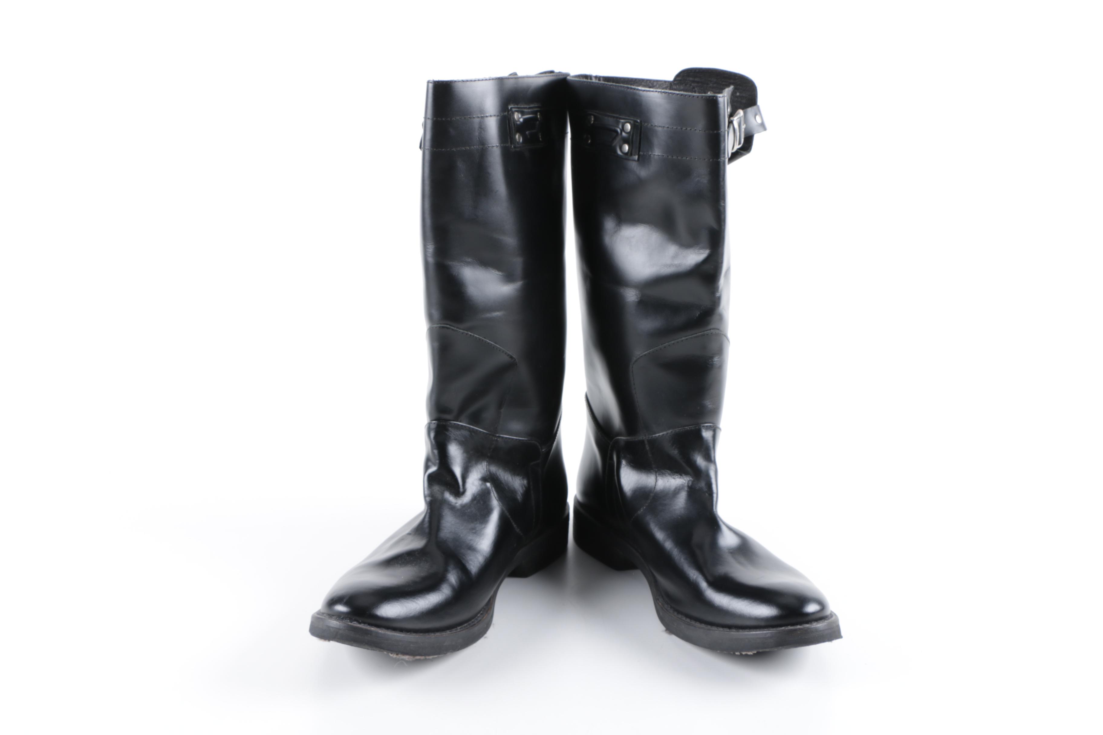 Men's Diesel Black Leather Engineer Boots