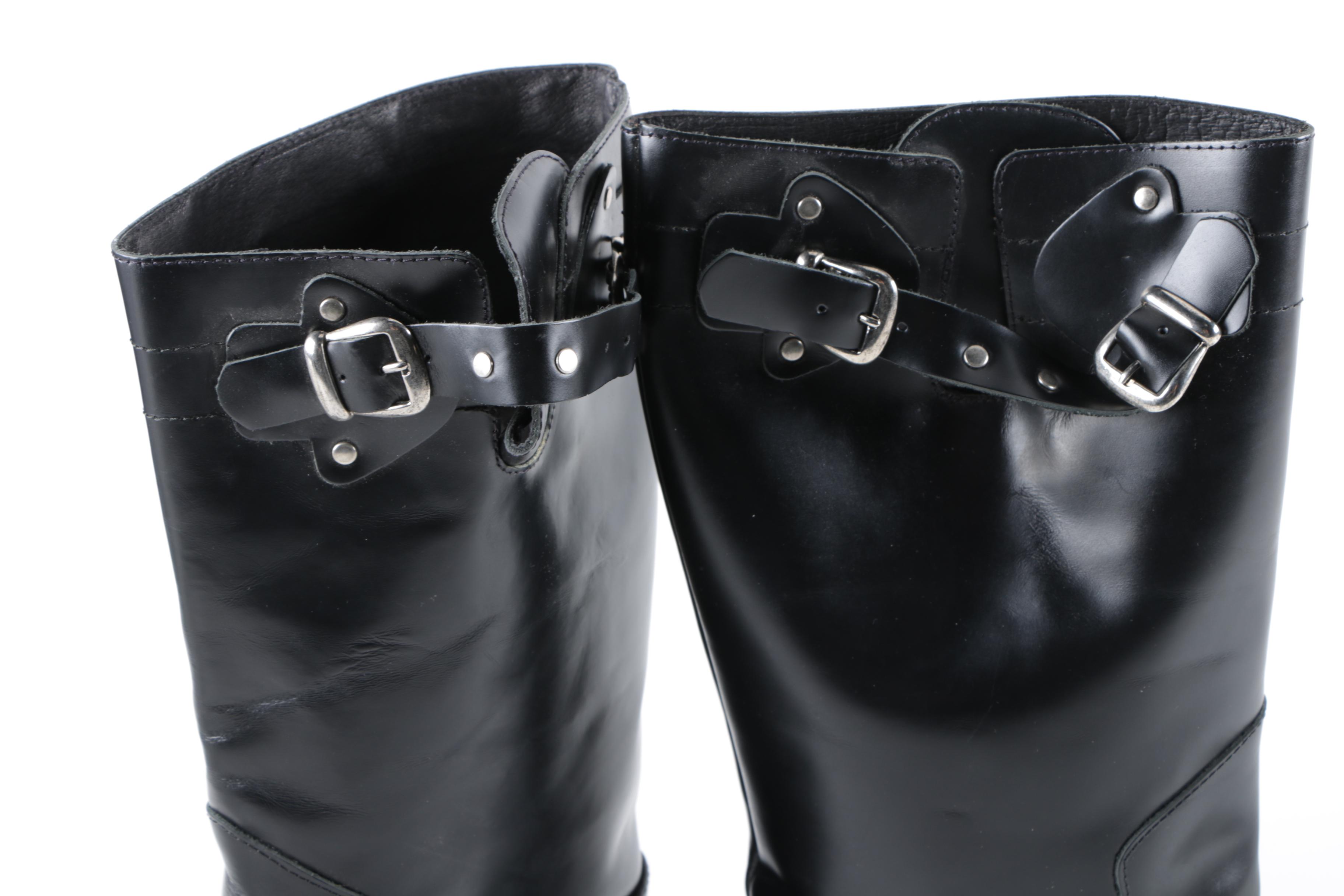 Men's Diesel Black Leather Engineer Boots