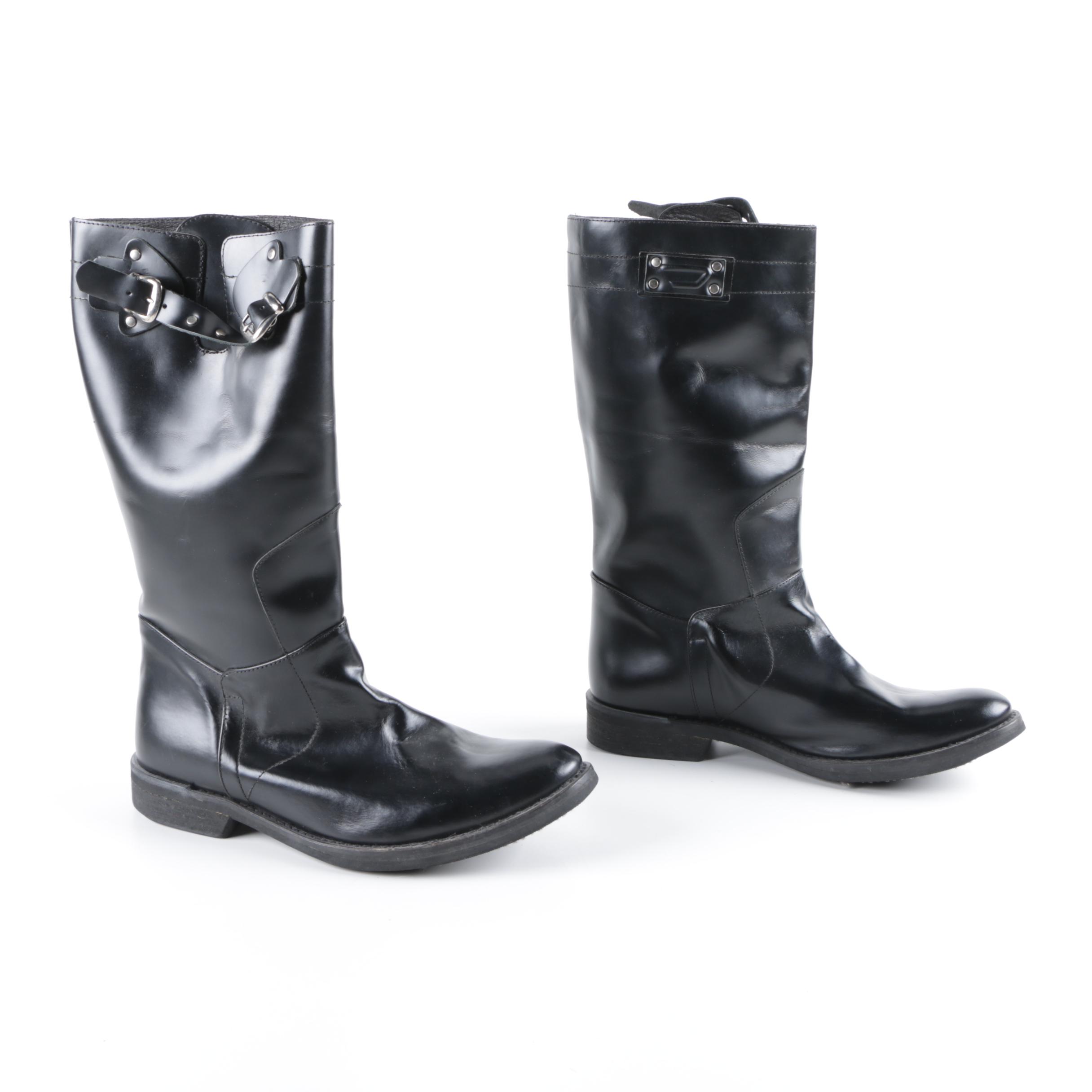 Men's Diesel Black Leather Engineer Boots
