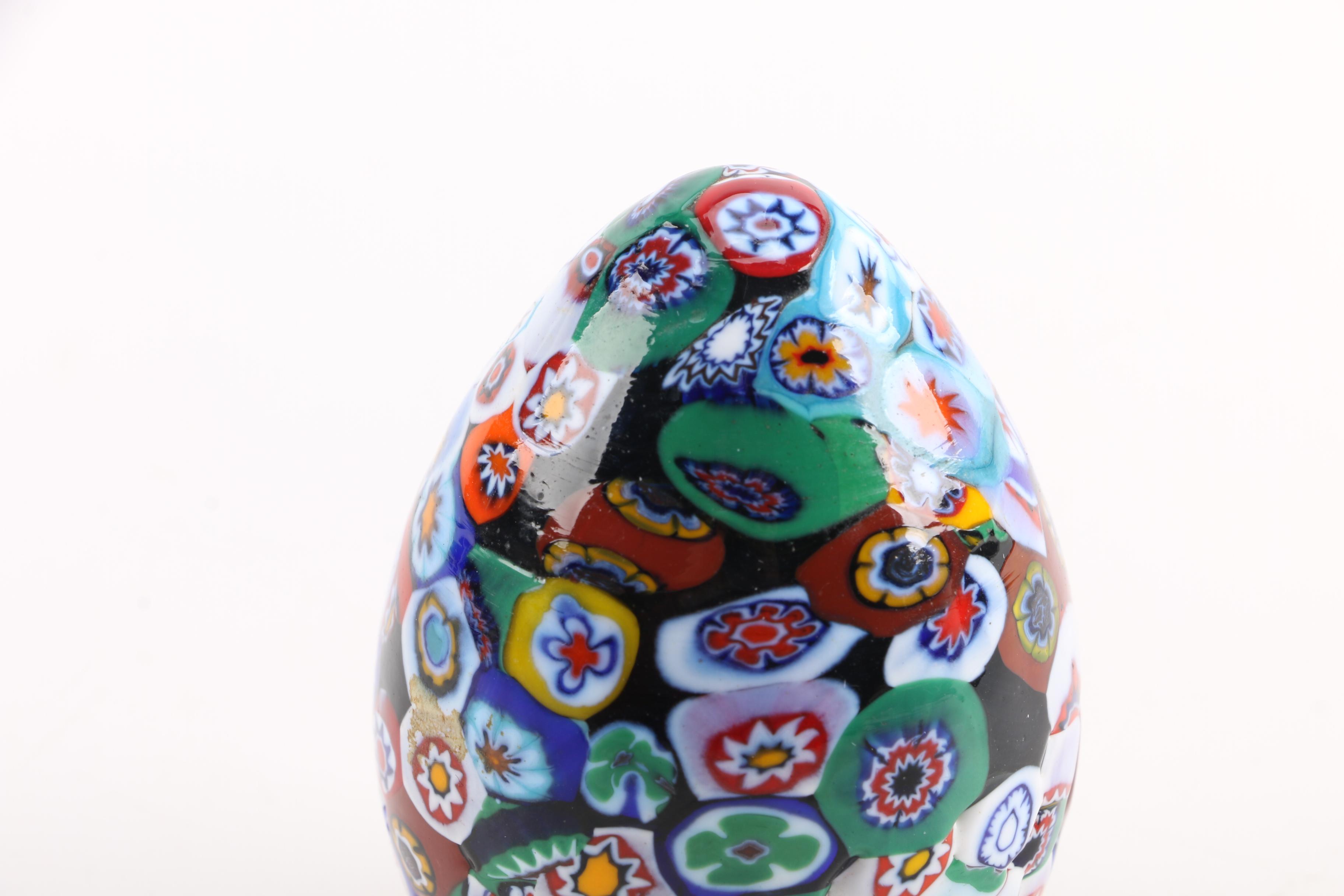Hand-Made Millefiore Paperweight Egg