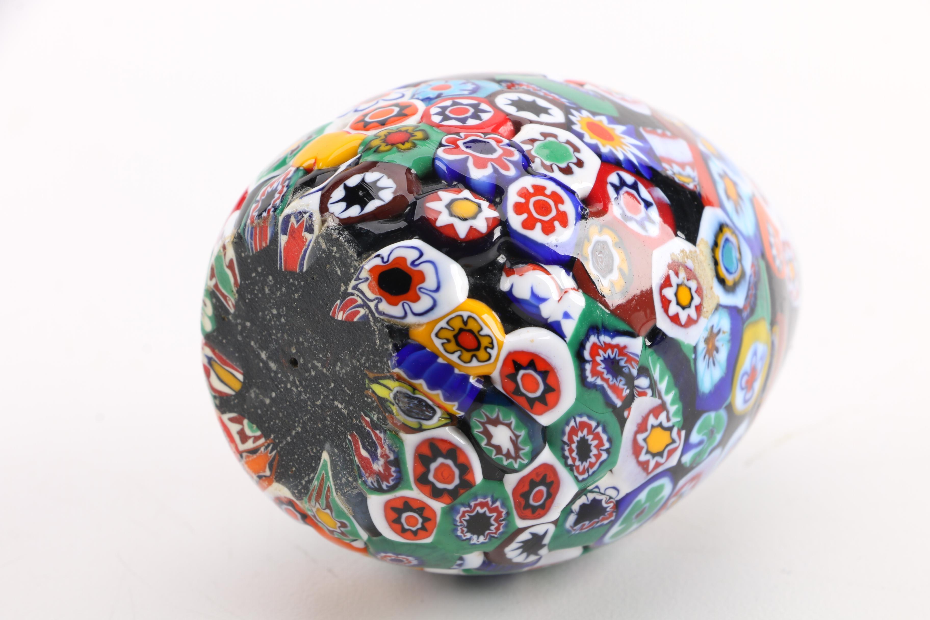Hand-Made Millefiore Paperweight Egg