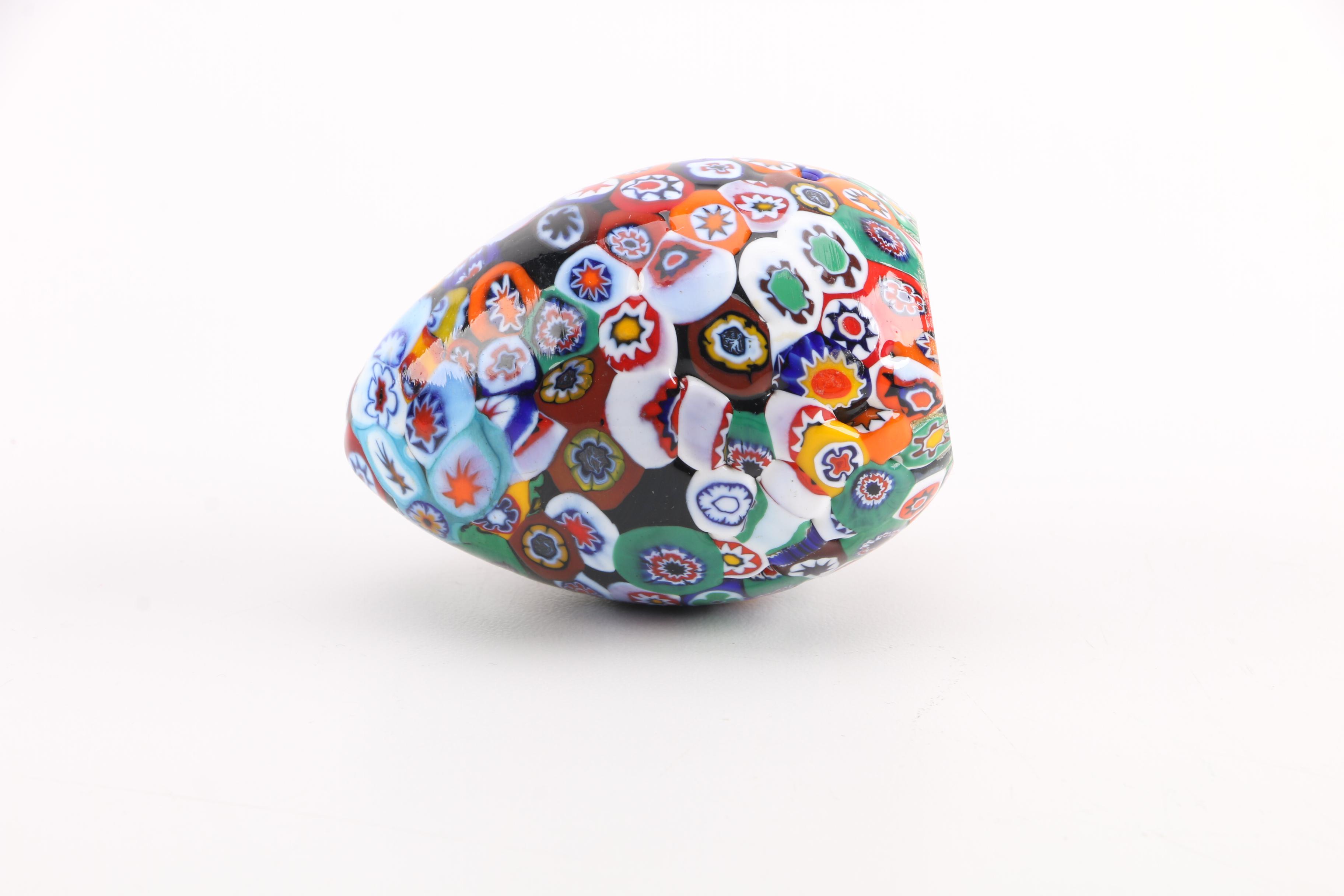 Hand-Made Millefiore Paperweight Egg