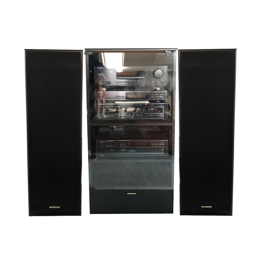 Onkyo Stereo System, Tower Speakers and Cabinet