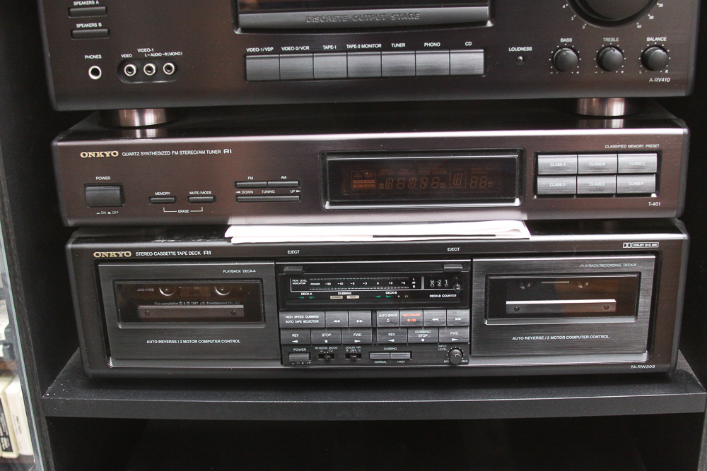 Onkyo Stereo System, Tower Speakers and Cabinet