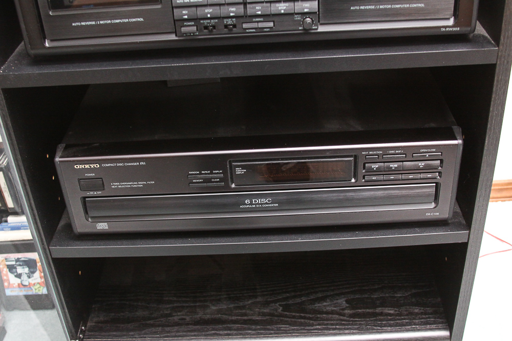 Onkyo Stereo System, Tower Speakers and Cabinet