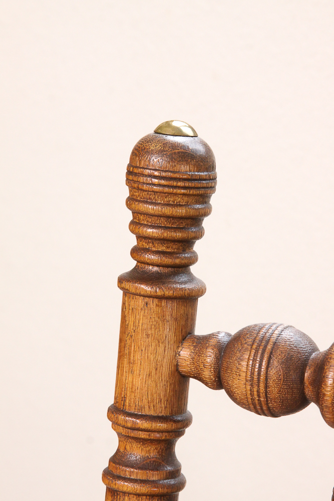 Antique Victorian Eastlake Upholstered Oak Platform Rocking Chair