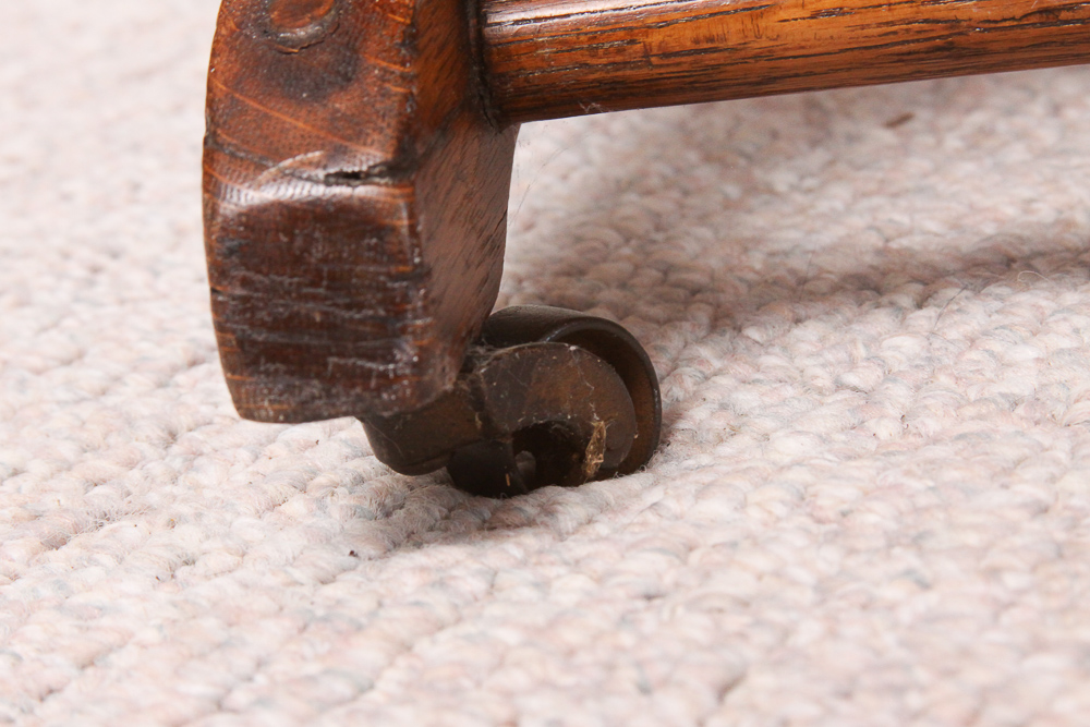Antique Victorian Eastlake Upholstered Oak Platform Rocking Chair