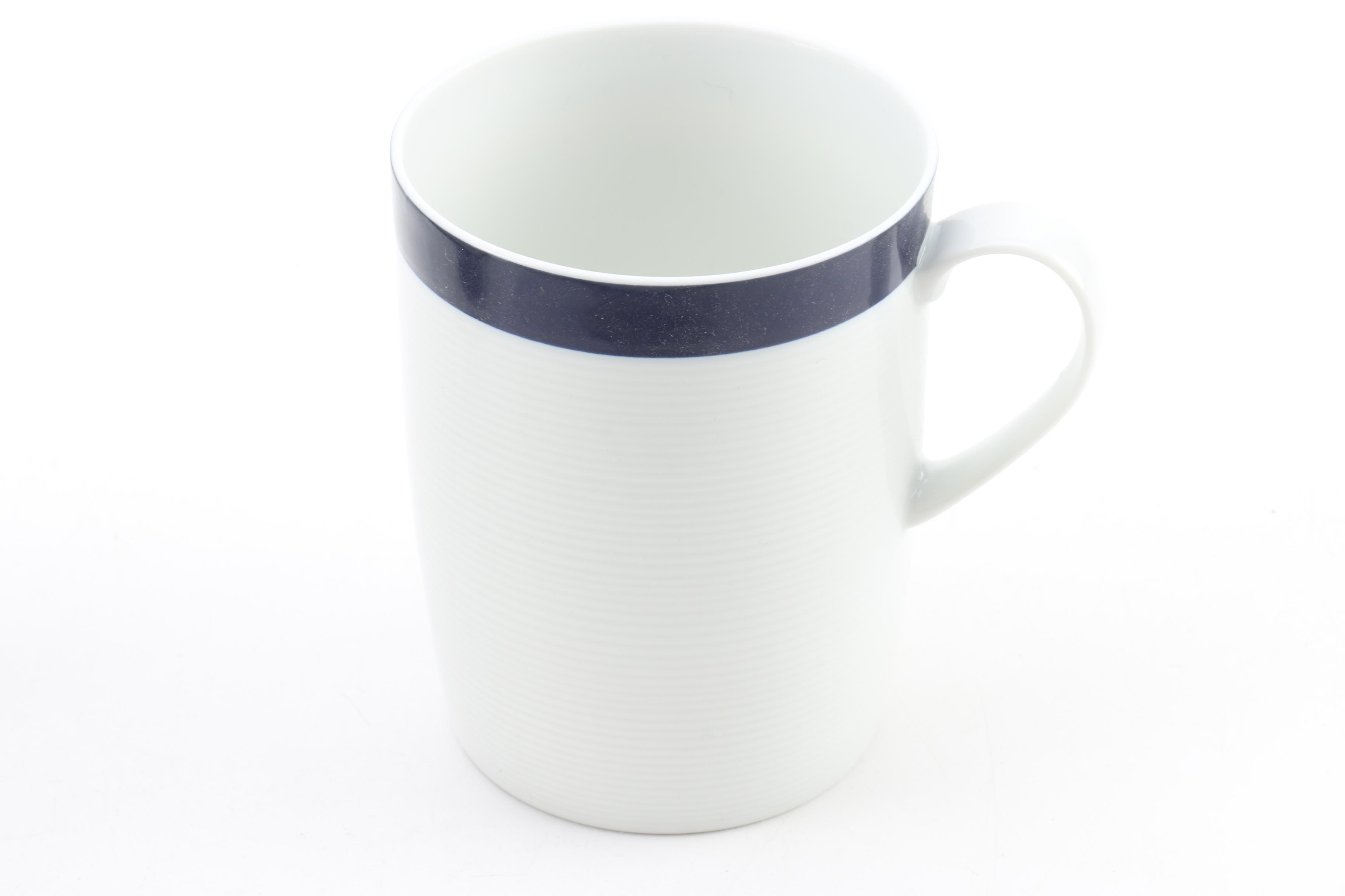 Crate & Barrel "Archive Blue" Place Setting and Wood Accented Sauce Serving Set