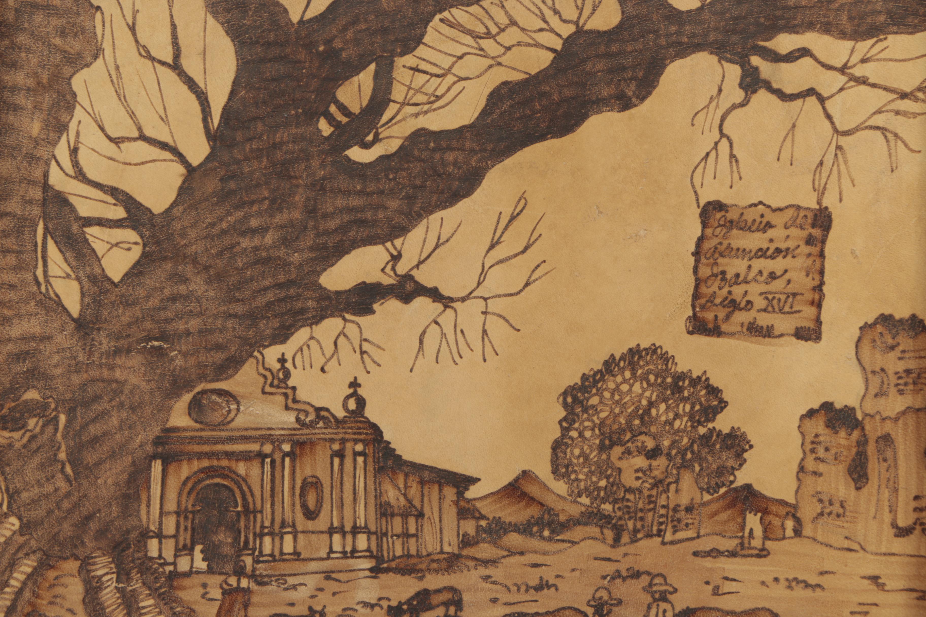 Pyrography on Hide "El Salvador C.A."