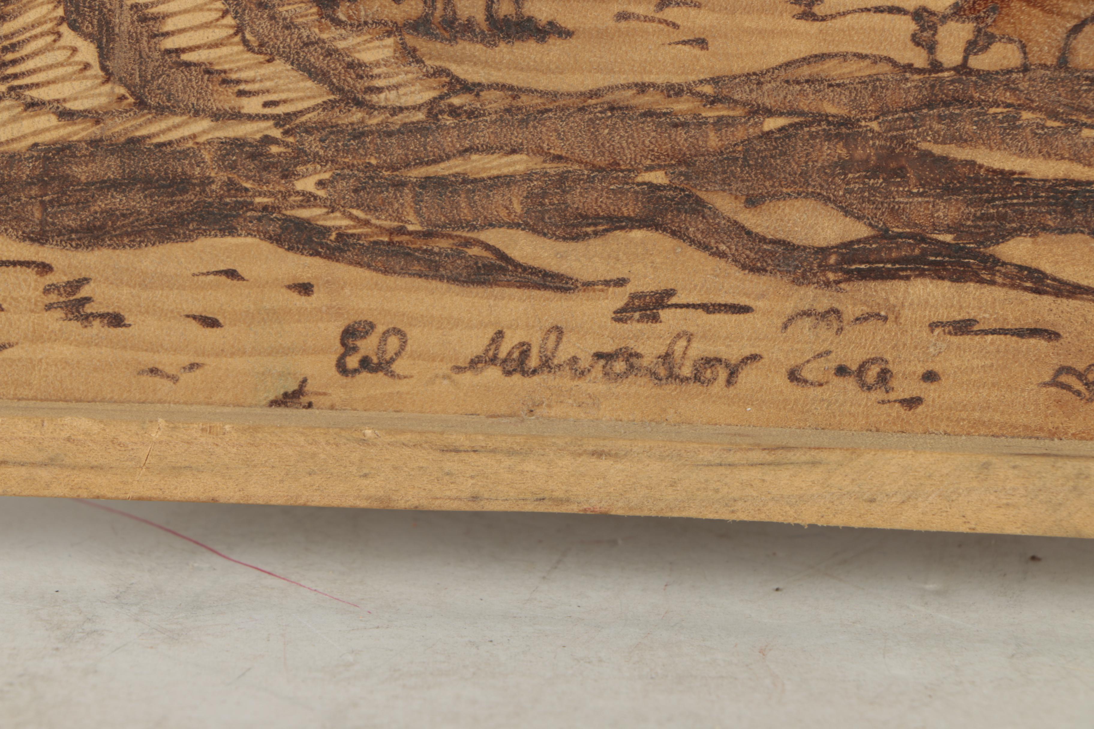Pyrography on Hide "El Salvador C.A."