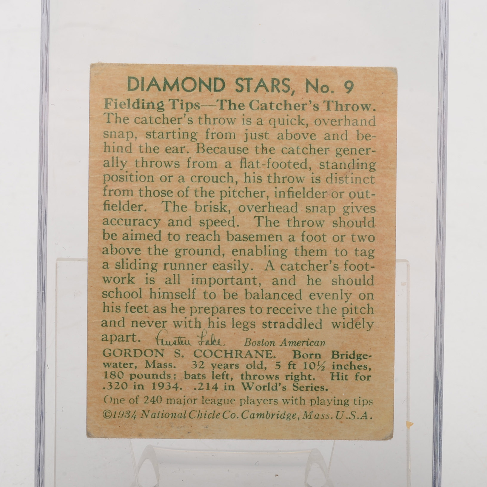 1934 Mickey Cochrane Diamond Stars Baseball Card
