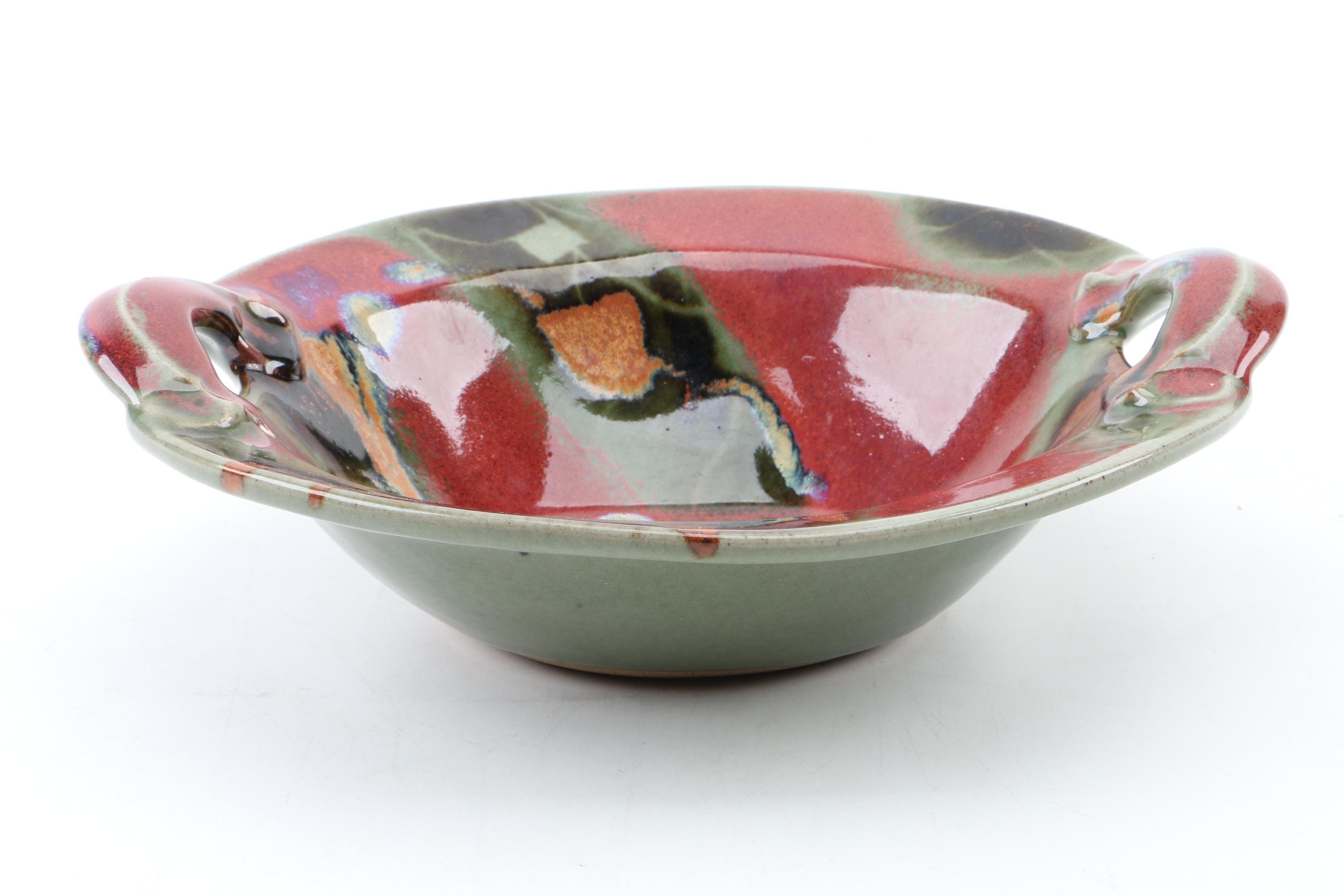Italian Glazed Terracotta Bowls and a Stoneware Bowl