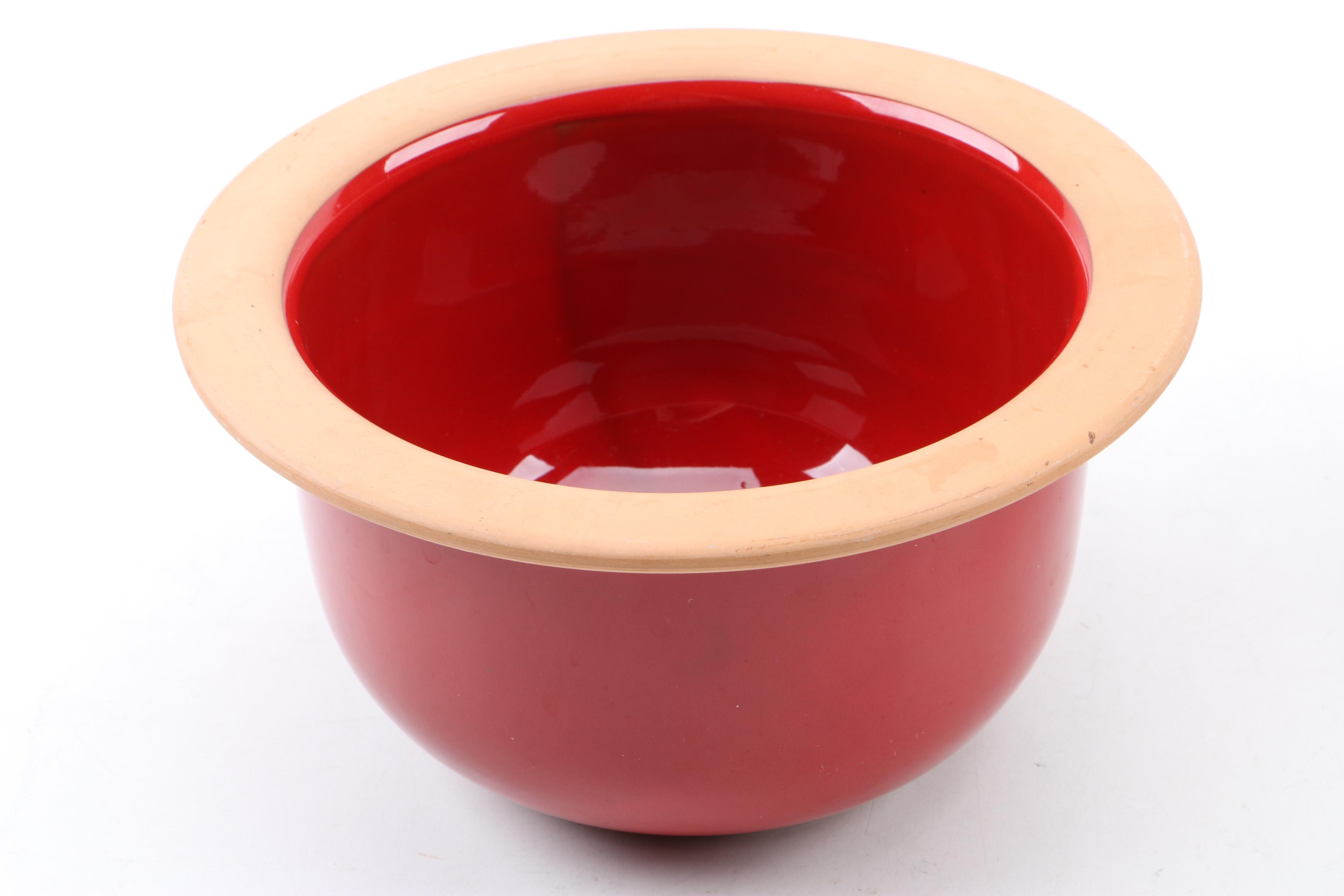 Italian Glazed Terracotta Bowls and a Stoneware Bowl