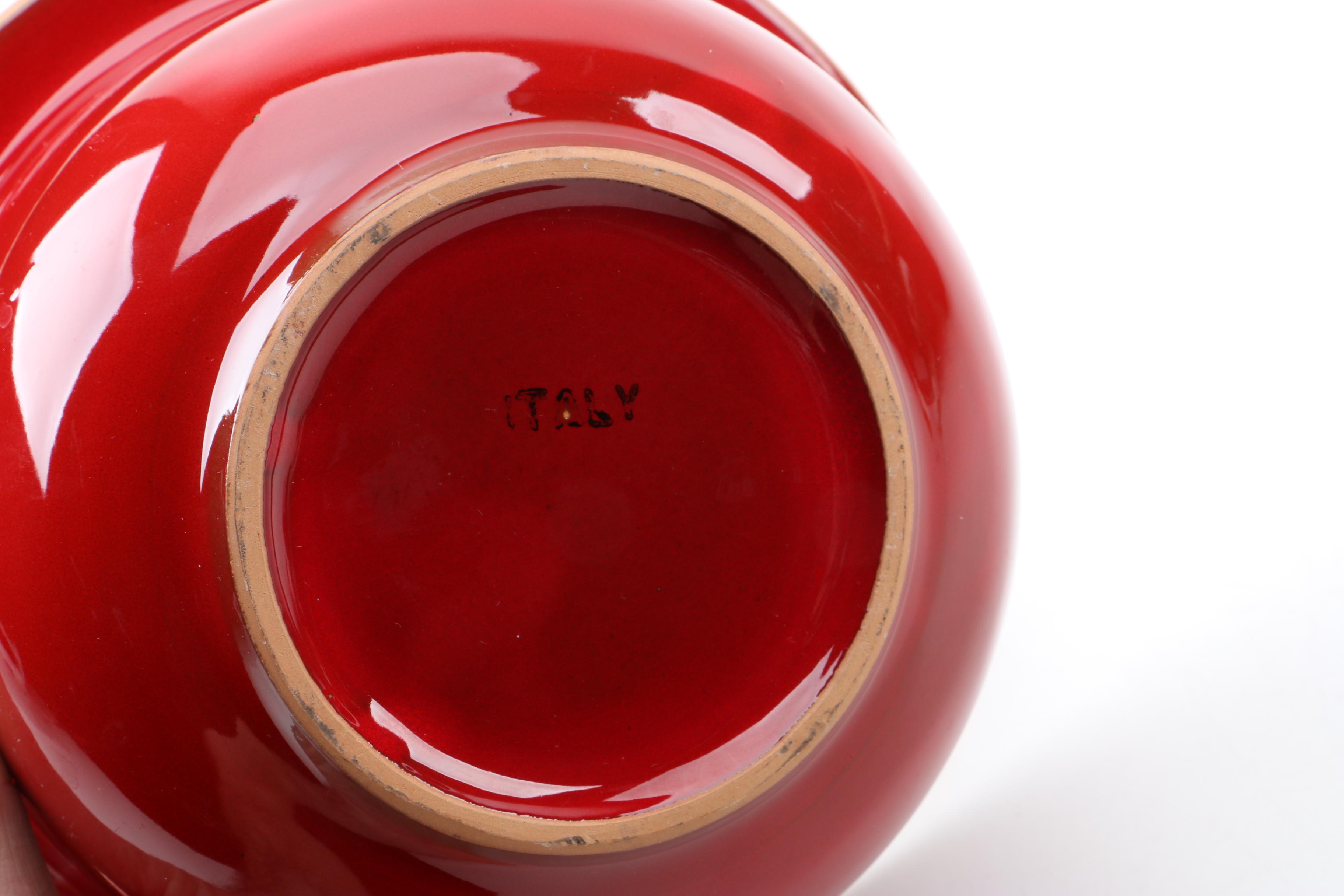 Italian Glazed Terracotta Bowls and a Stoneware Bowl
