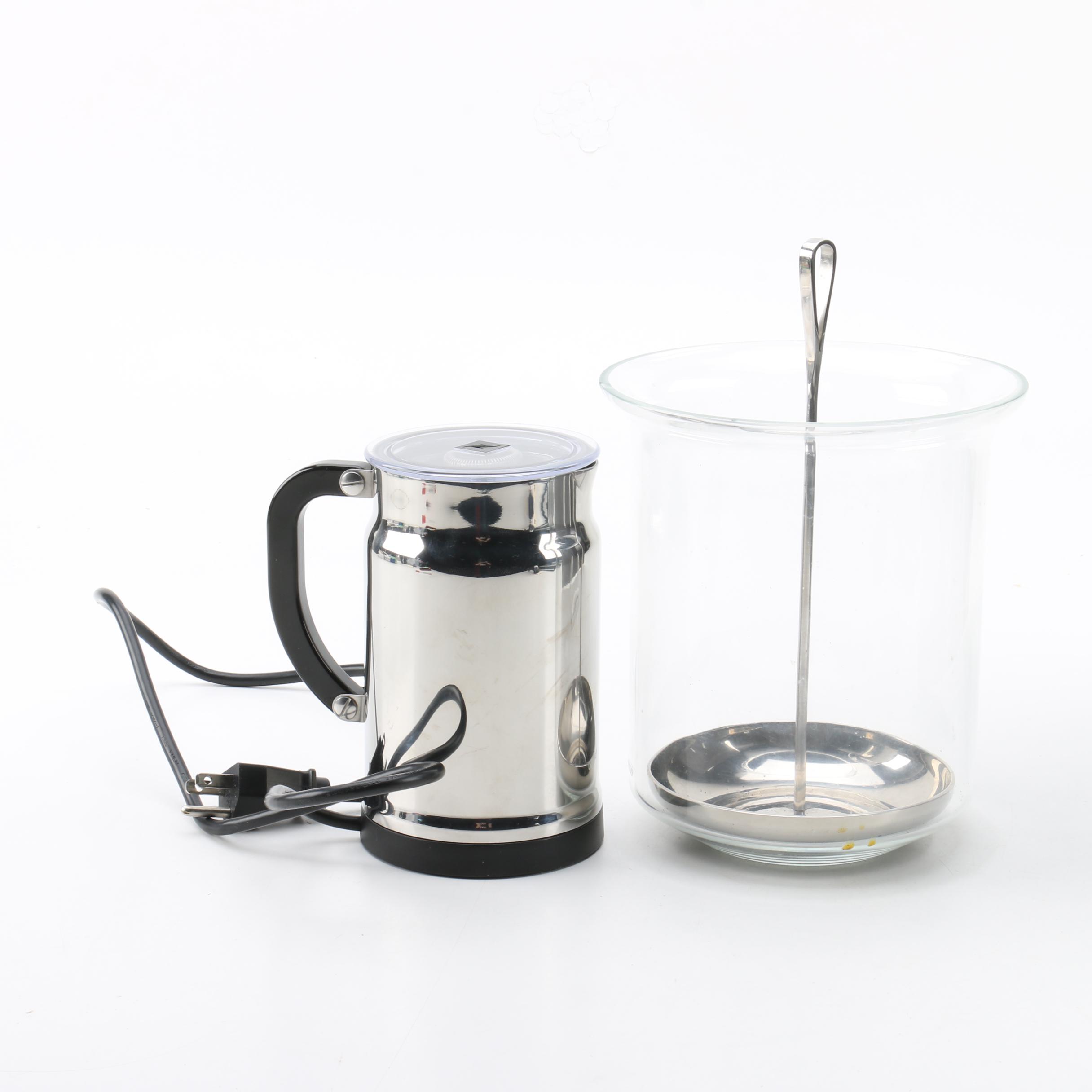Nespresso Electric Milk Frother and Glass French Press Coffee Maker